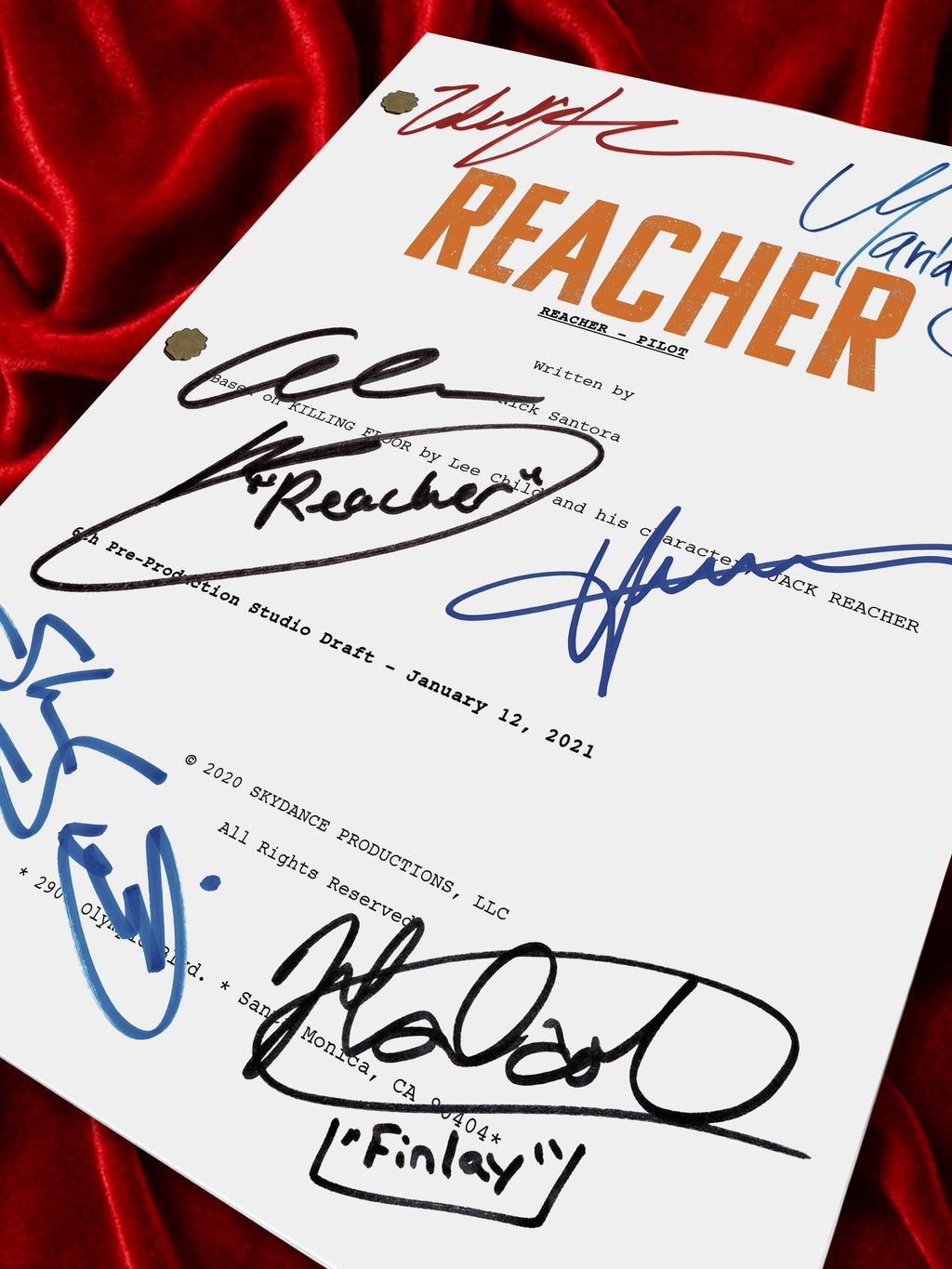 Jack Reacher, Signed TV Pilot Script, Full Screenplay Reproduction + Cast Autographs