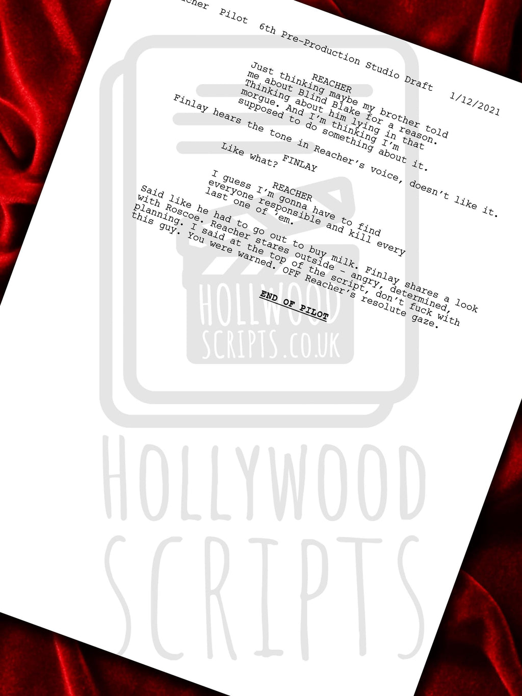 Jack Reacher, Signed TV Pilot Script, Full Screenplay Framed Reproduction + Cast Autographs