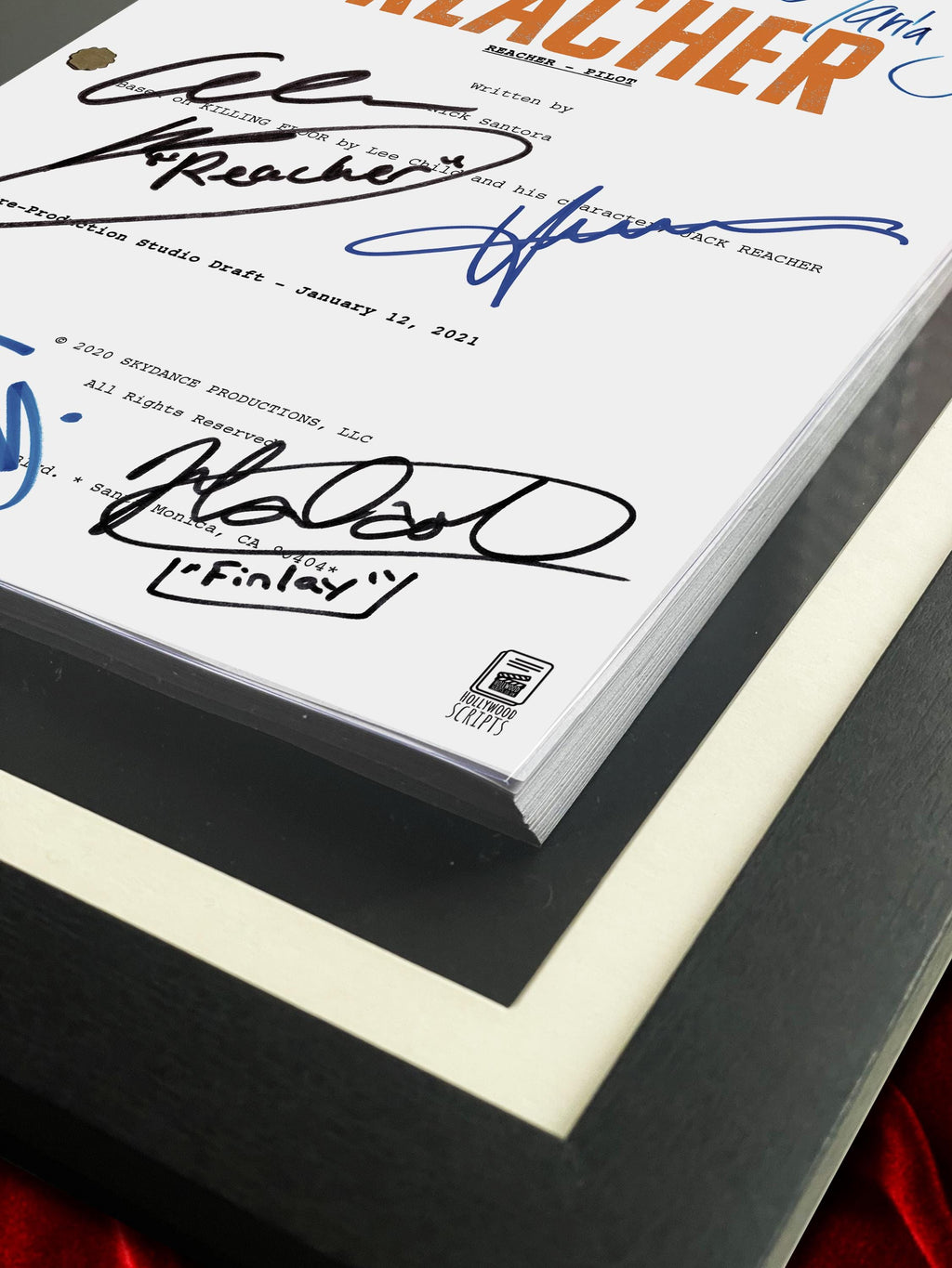 Jack Reacher, Signed TV Pilot Script, Full Screenplay Reproduction + Cast Autographs