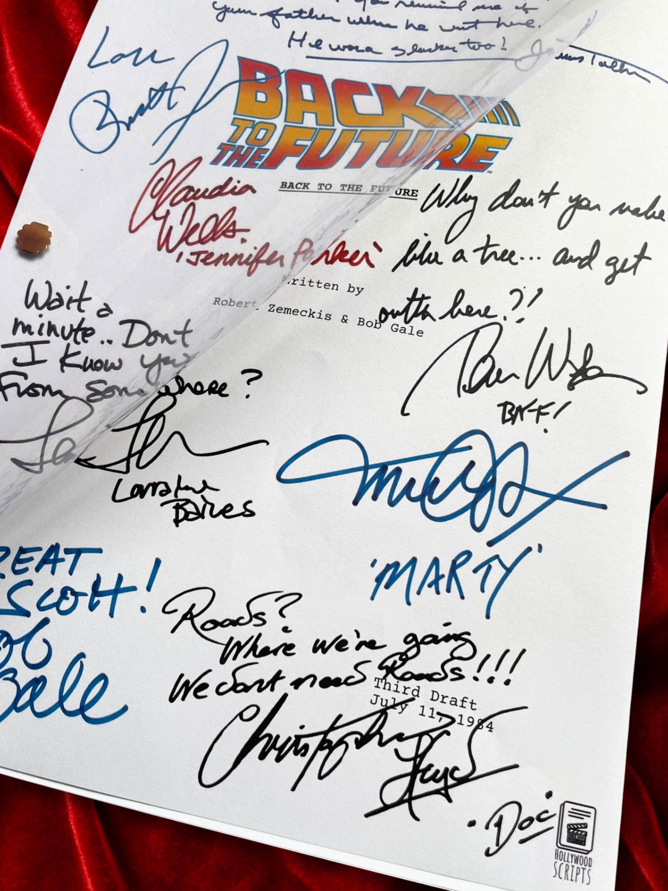 Back To The Future, Signed Movie Script, Full Screenplay Reproduction + Cast Autographs