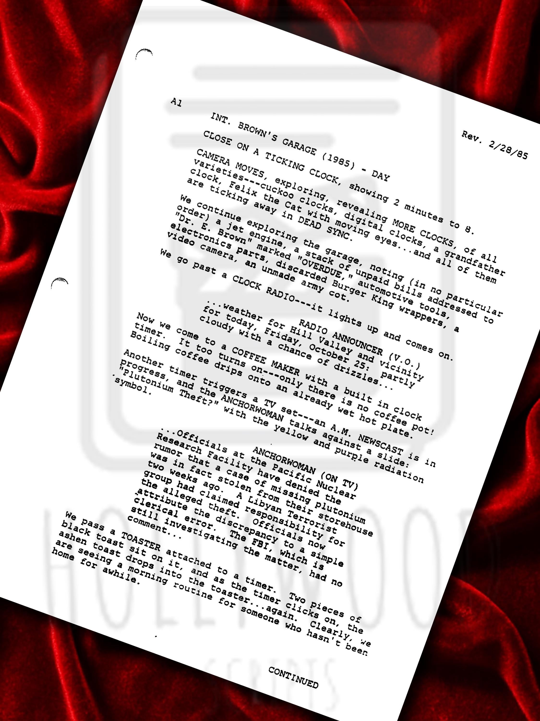 Back To The Future Signed Movie Script Memorabilia with Michael J Fox, Christopher Lloyd & Cast Autographs