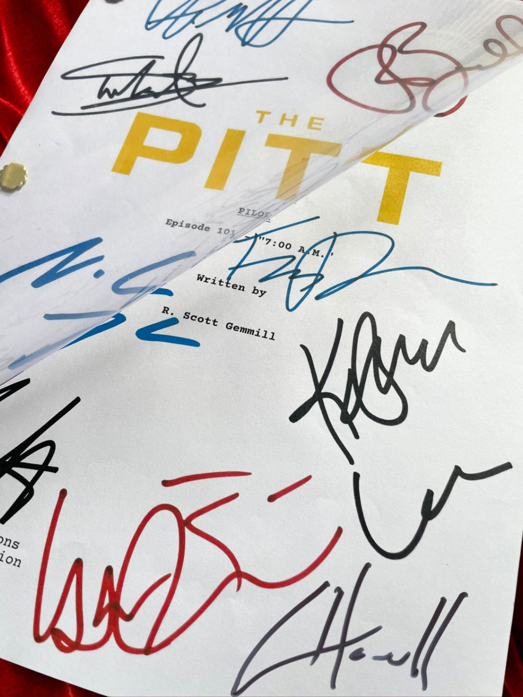 The Pitt Signed TV Pilot Script, Full Screenplay Framed Reproduction + Cast Autographs with Noah Wyle Autograph