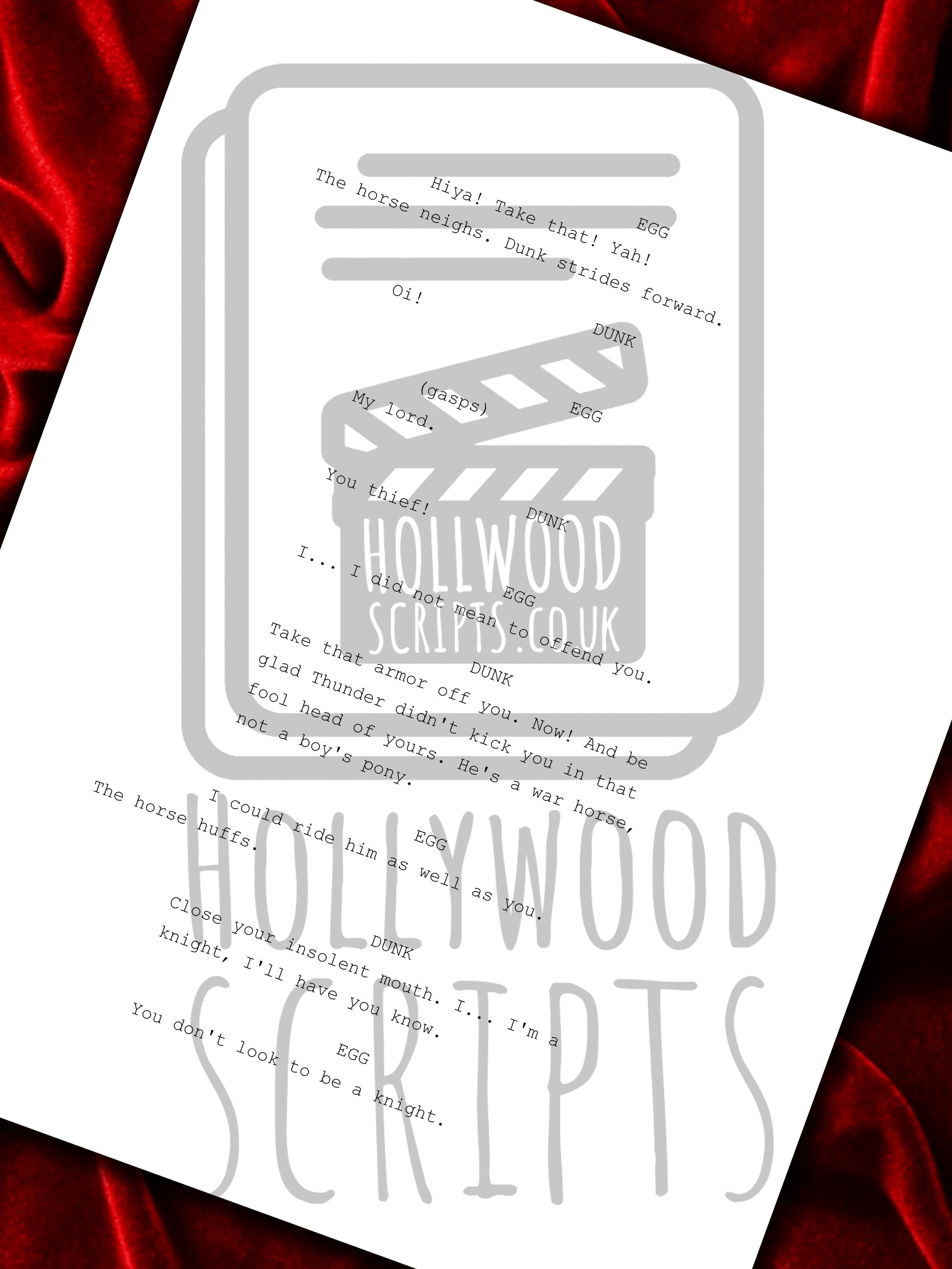 A Knight of the Seven Kingdoms, Signed Movie Script, Full Screenplay Reproduction + Cast Autographs