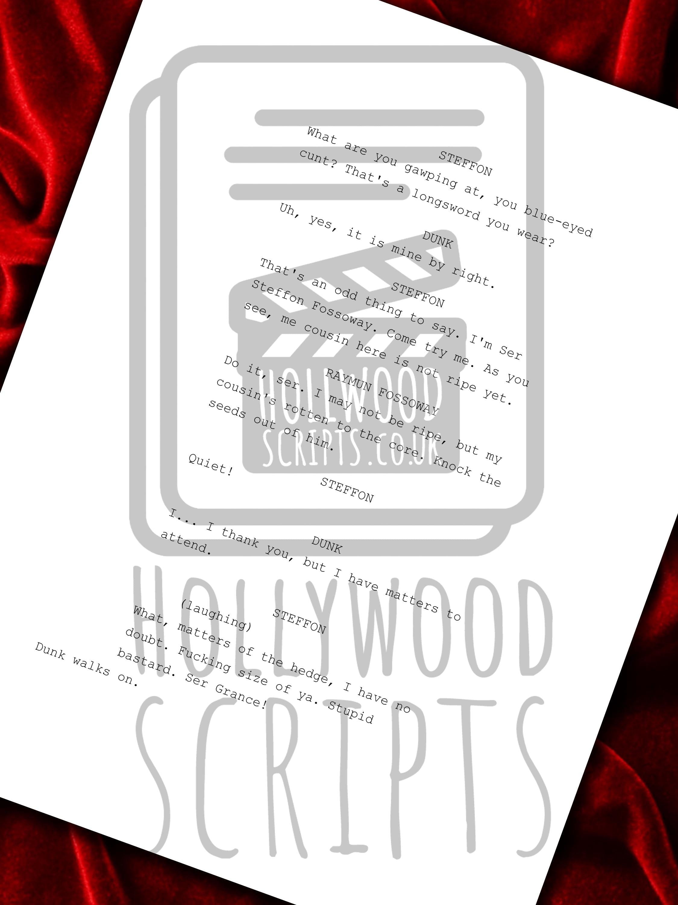 A Knight of the Seven Kingdoms Signed Movie Script, Full Screenplay Reproduction + Cast Autographs