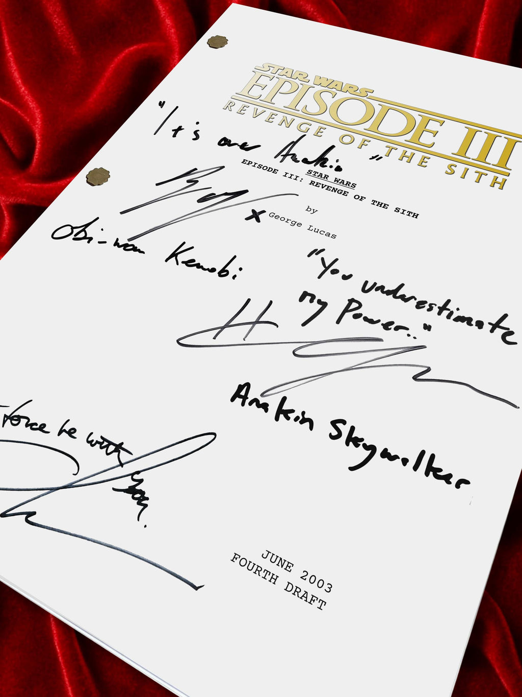 Revenge of The Sith, Star Wars, Signed Movie Script, Full Screenplay Reproduction + Cast Autographs