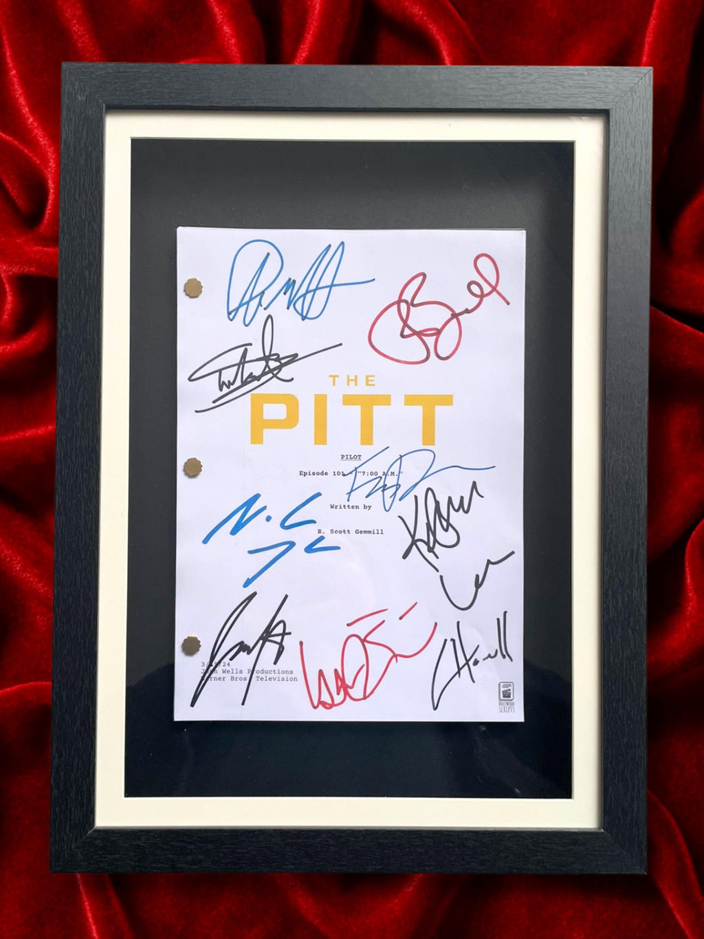 The Pitt Signed TV Pilot Script, Full Screenplay Framed Reproduction + Cast Autographs with Noah Wyle Autograph
