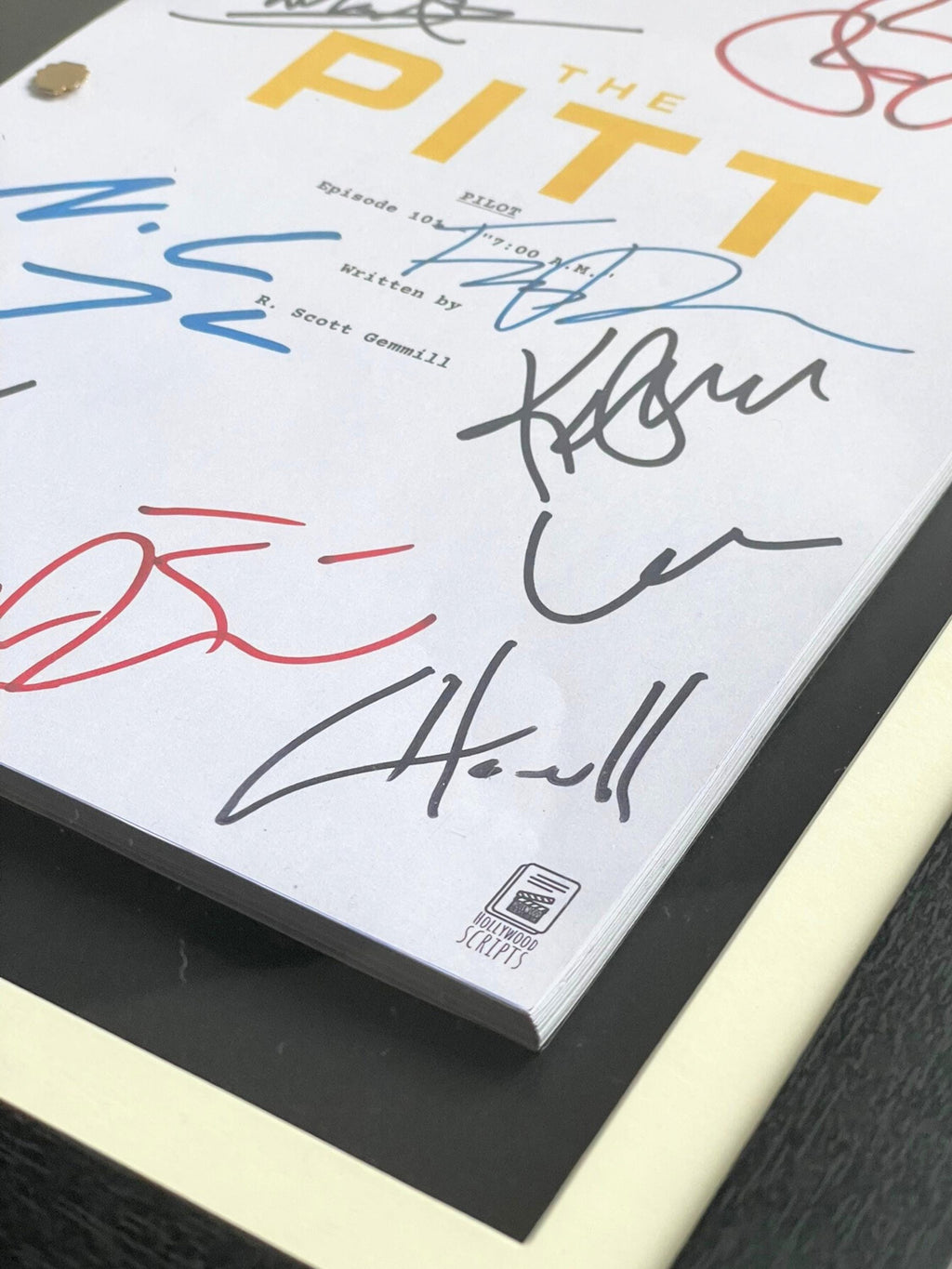 The Pitt Signed TV Pilot Script, Full Screenplay Framed Reproduction + Cast Autographs with Noah Wyle Autograph