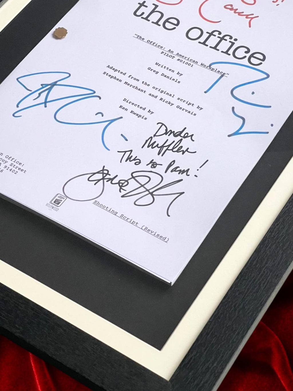 The Office Signed TV Pilot Script, Full Screenplay Framed Reproduction + Cast Autographs, Dunder Mifflin, Jim & Pam