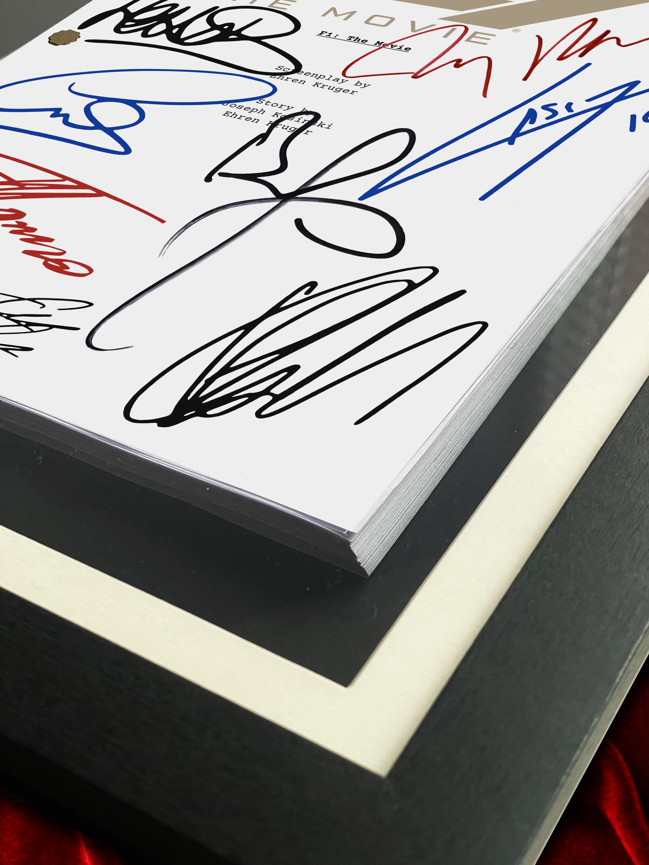F1 The Movie, Formula 1, Signed Movie Script, Full Screenplay Reproduction + Cast Autographs