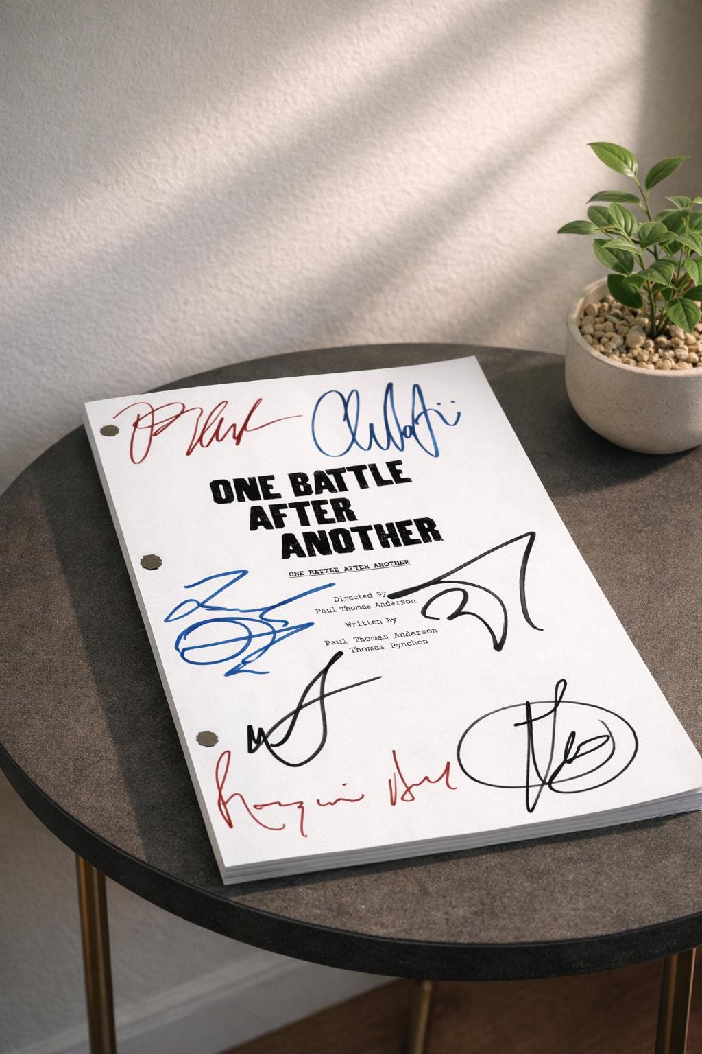 One Battle After Another, OBAA Signed Movie Script, Full Screenplay Reproduction + Cast Autographs