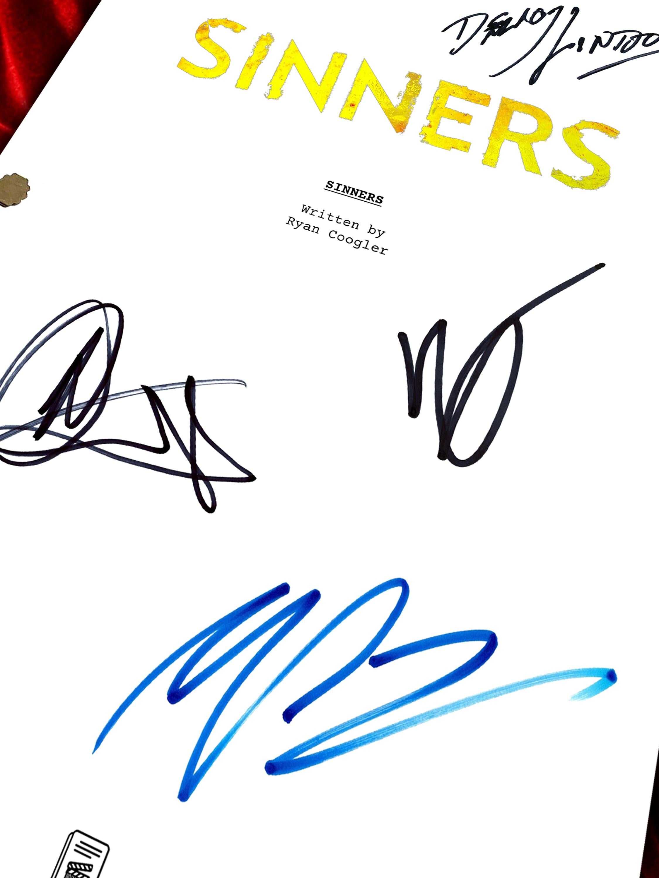 Sinners Signed Movie Script, Full Screenplay Reproduction + Cast Autographs, Sinners Merch, Movie Props