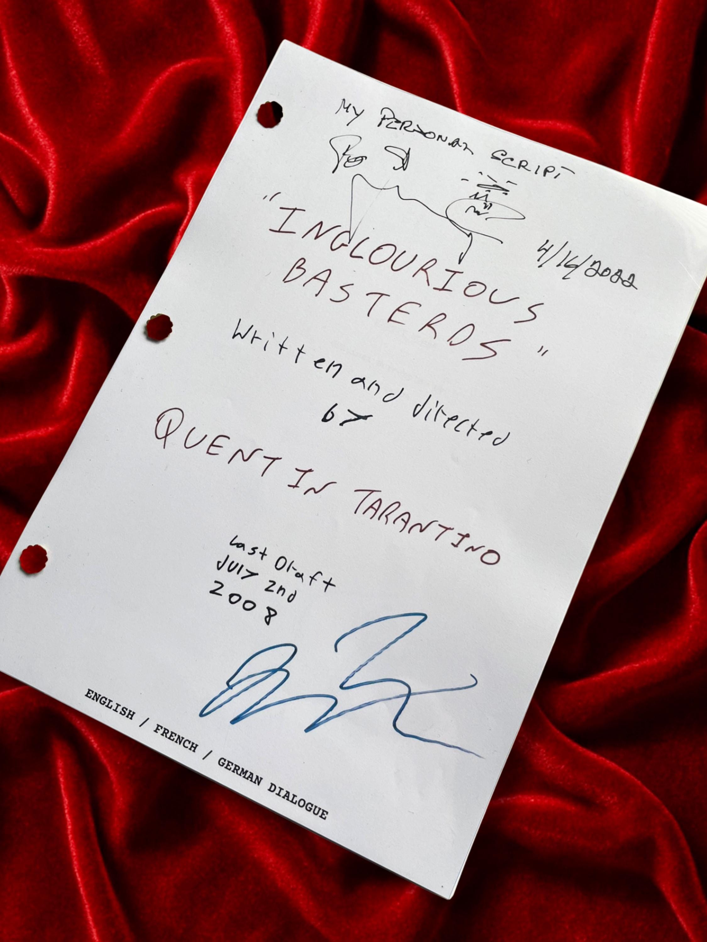 Inglourious Basterds, Signed Movie Script, Full Screenplay Reproduction, Quentin Tarantino + Cast Autographs