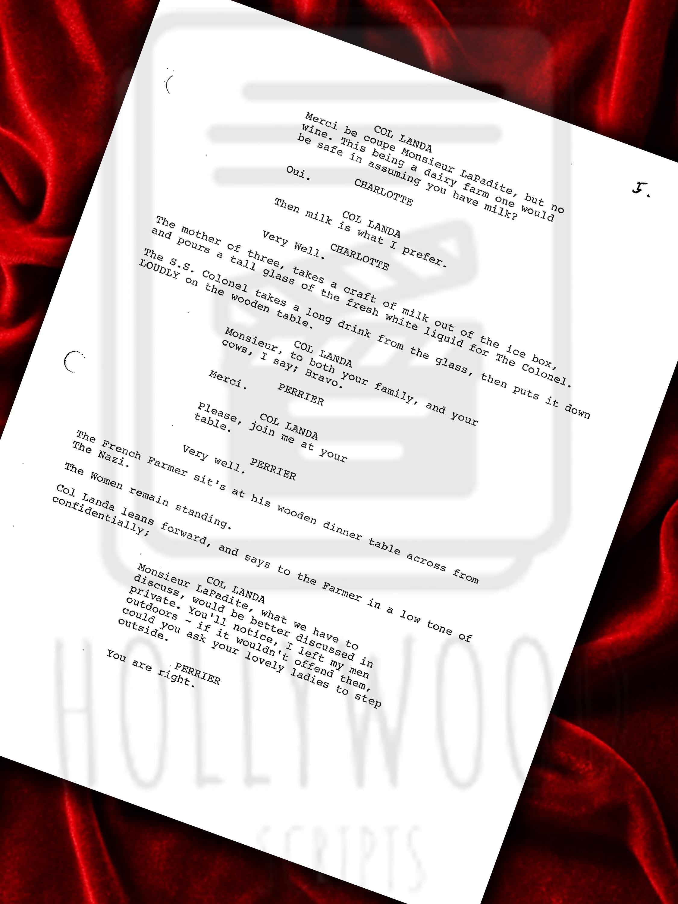 Inglourious Basterds, Signed Movie Script, Full Screenplay Reproduction, Quentin Tarantino + Cast Autographs