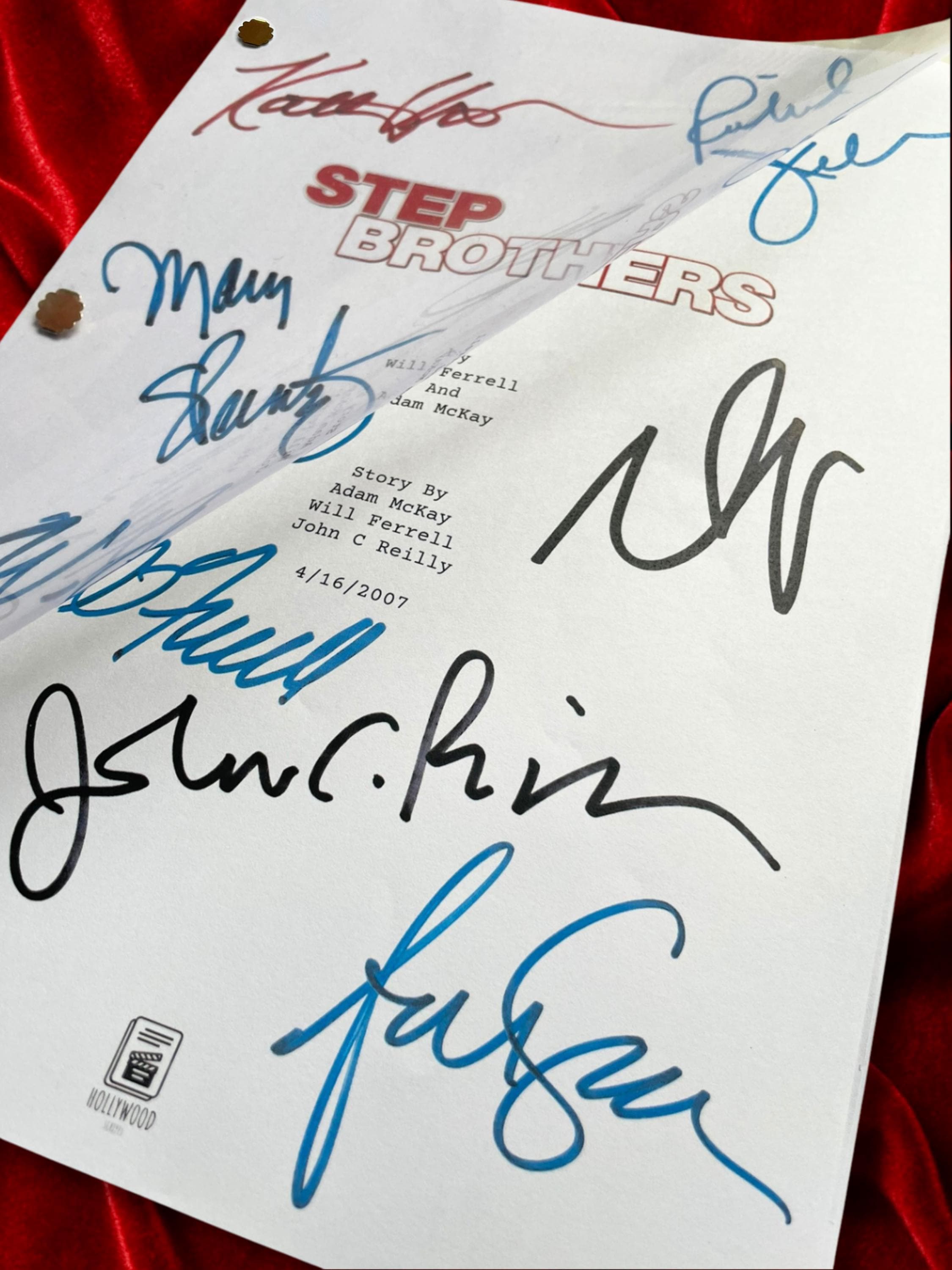 Step Brothers, Signed Movie Script, Full Screenplay Reproduction + Cast Autographs "Boats 'N Hoes" Prestige Worldwide