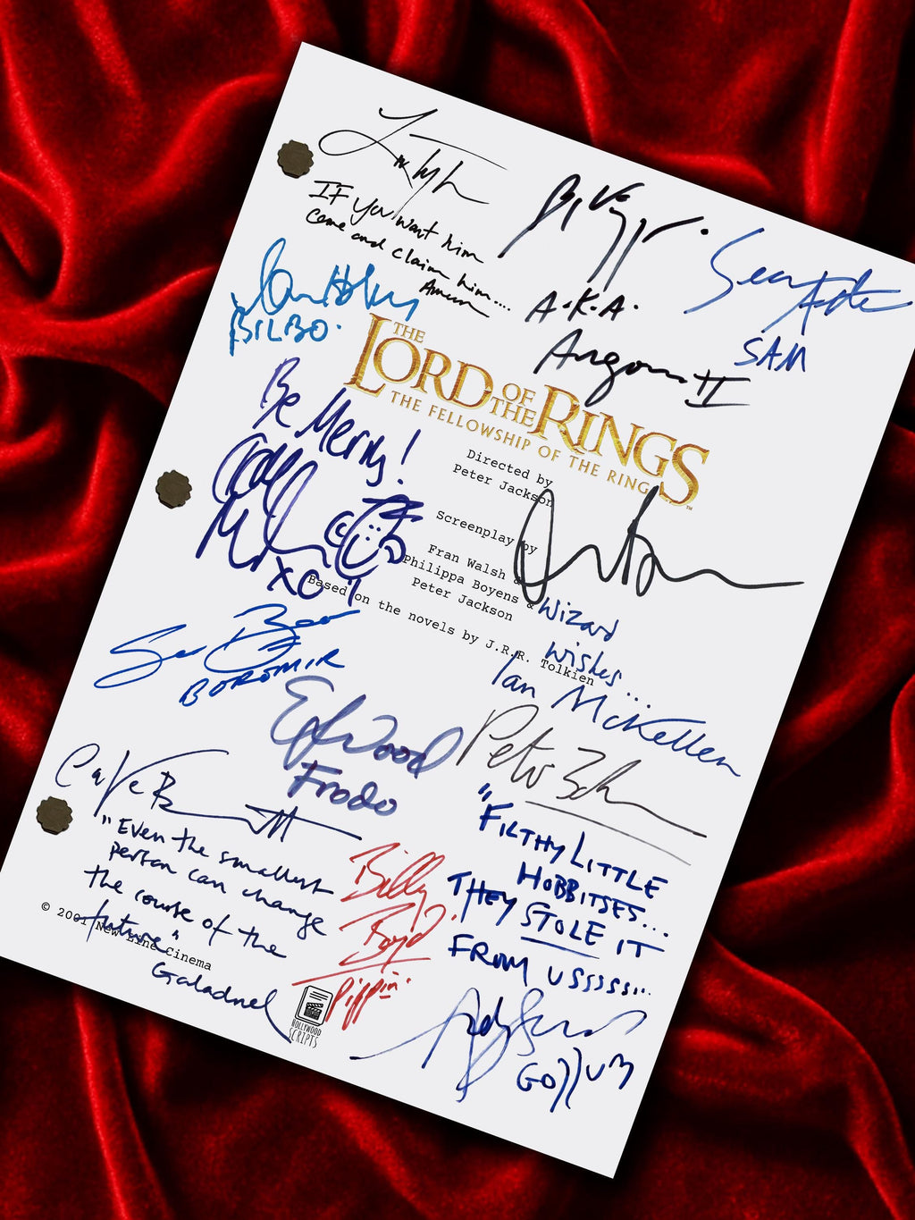 Fellowship Of The Ring, Signed Movie Script, Lord of The Rings Reproduction, Full Screenplay + Cast Autographs