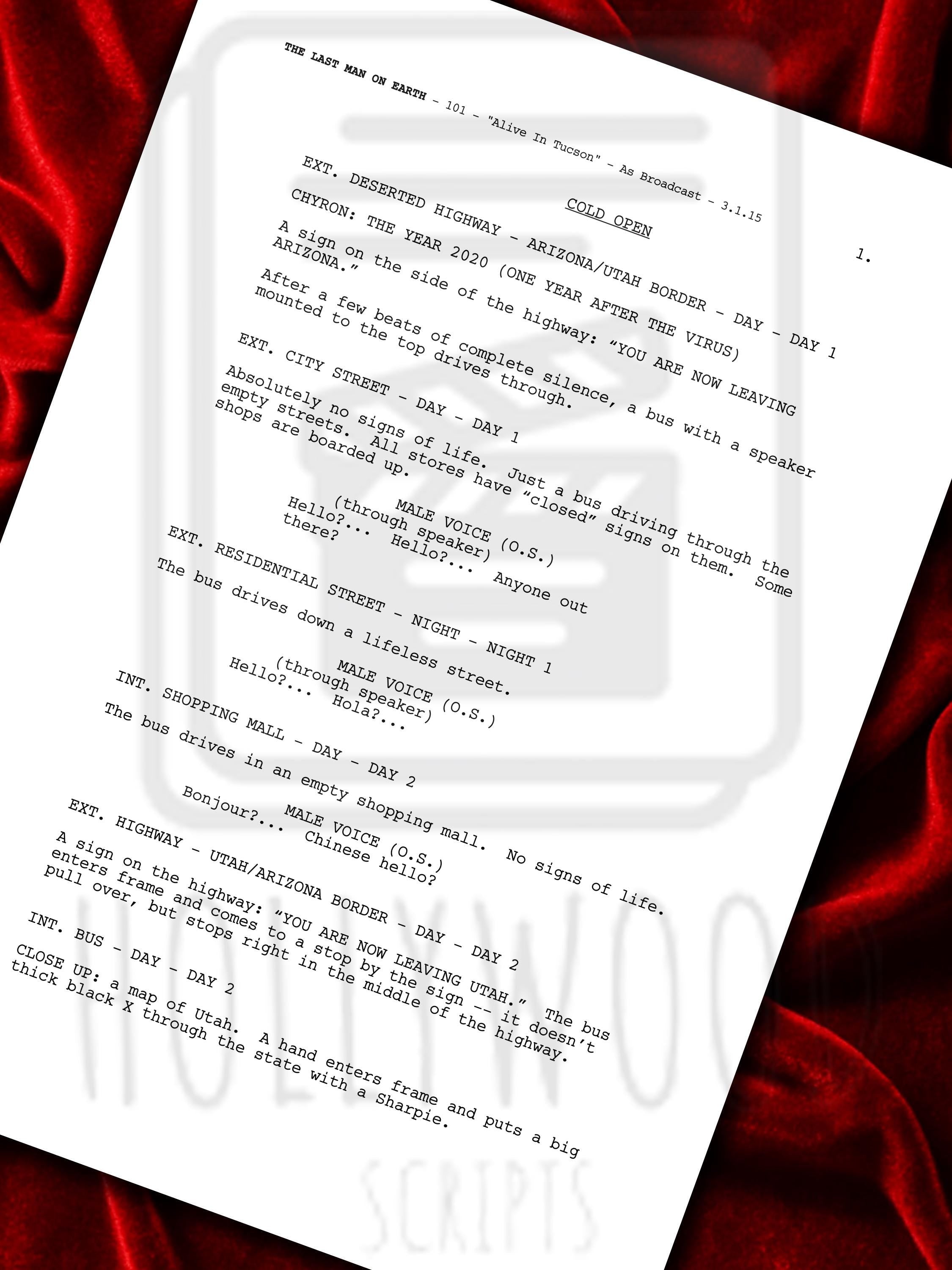 Last Man On Earth, Signed TV Pilot Script, Full Screenplay Reproduction + Cast Autographs