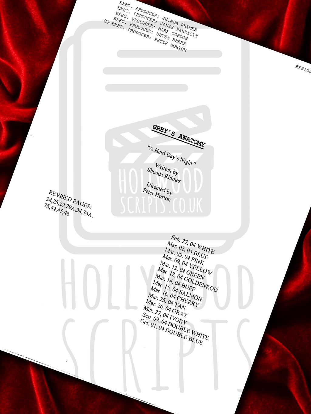 Greys Anatomy, Signed TV Pilot Script, Full Screenplay Framed Reproduction + Cast Autographs