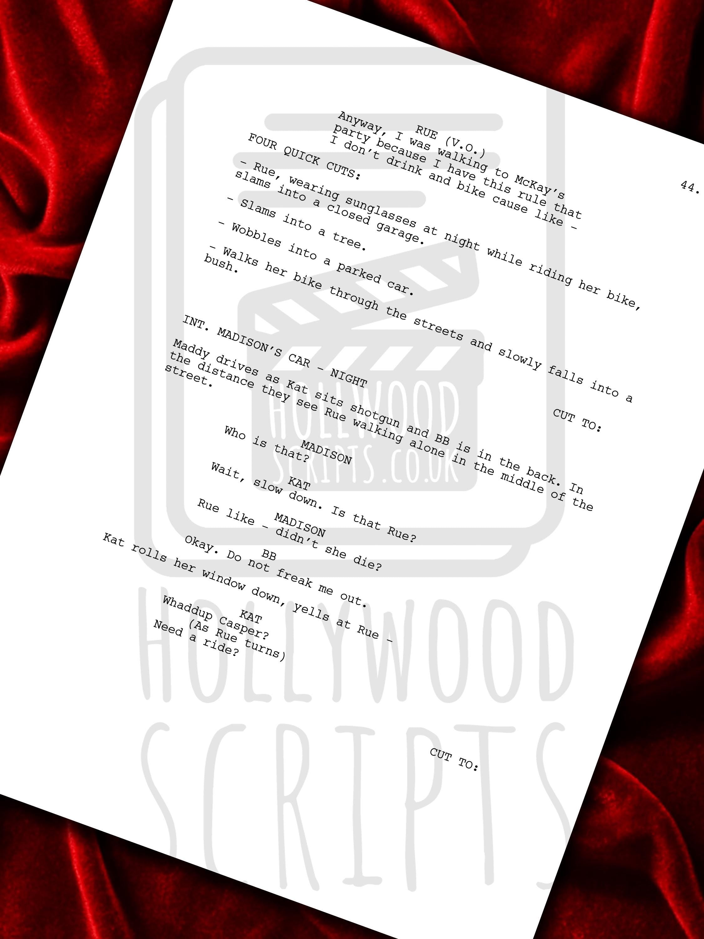Euphoria, Signed TV Pilot Script, Full Screenplay Reproduction, Jacob Elordi, Sydney Sweeney, Zendaya, Birthday Gift, Movie Lovers Gifts, TV Script, Movie Props