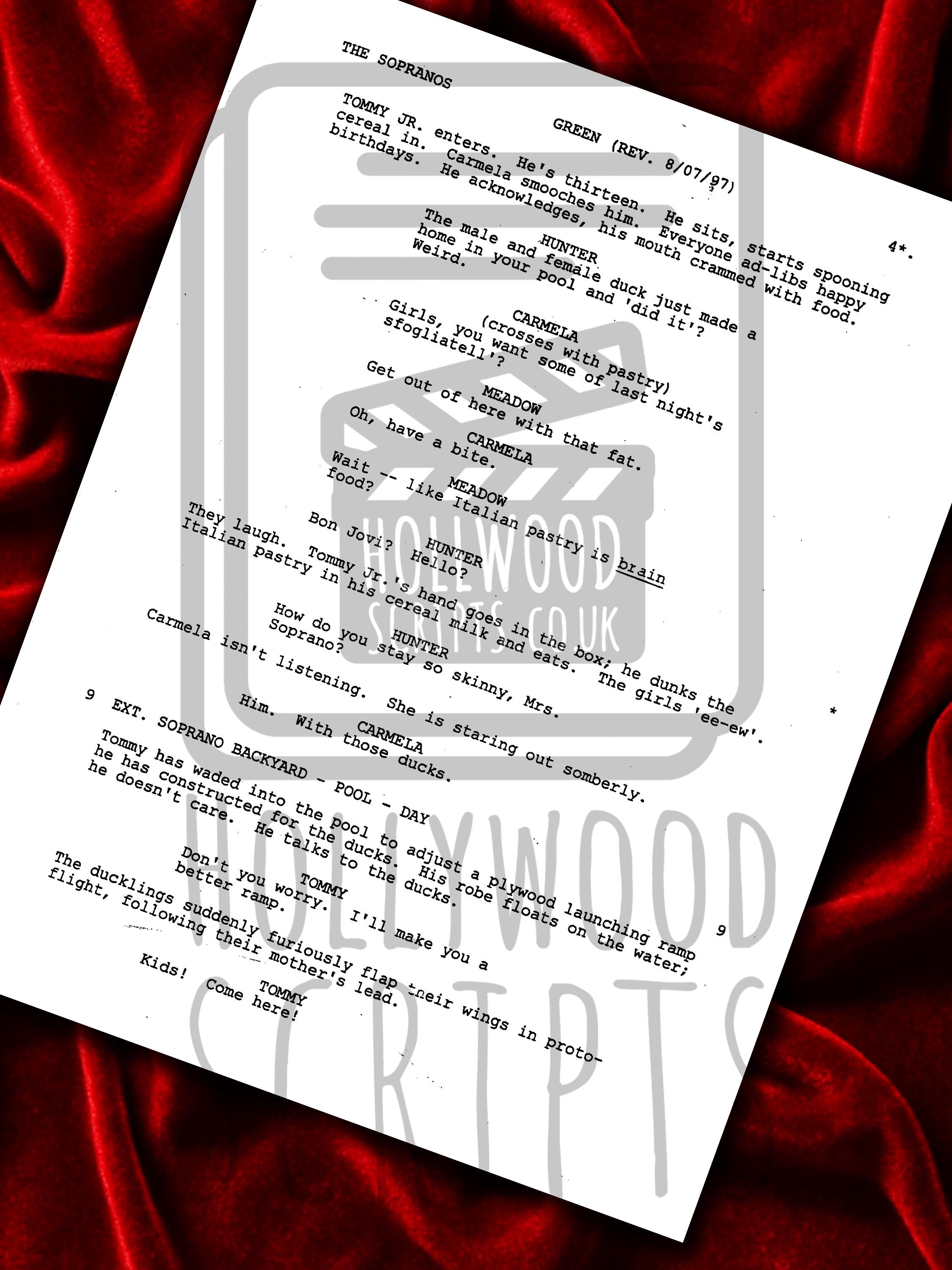 The Sopranos Signed TV Pilot Script, Full Screenplay Framed Reproduction + Cast Autographs, Movie Props