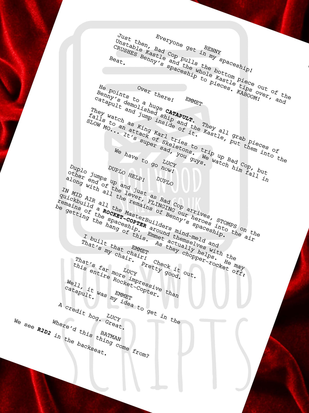 LEGO Movie, Signed TV Pilot Script, Full Screenplay Framed Reproduction + Cast Autographs