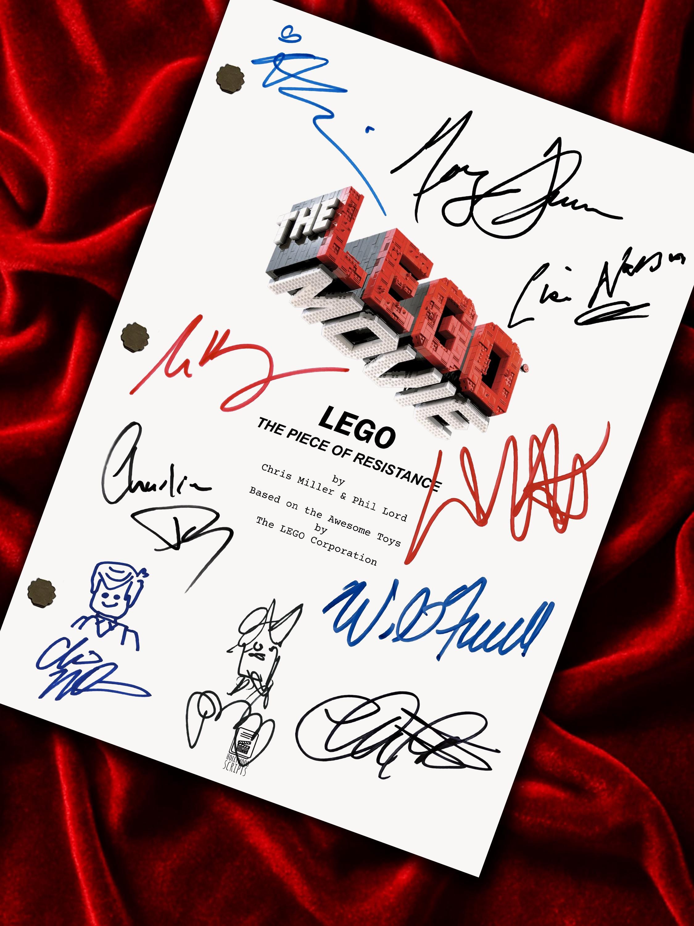 LEGO Movie, Signed TV Pilot Script, Full Screenplay Framed Reproduction + Cast Autographs