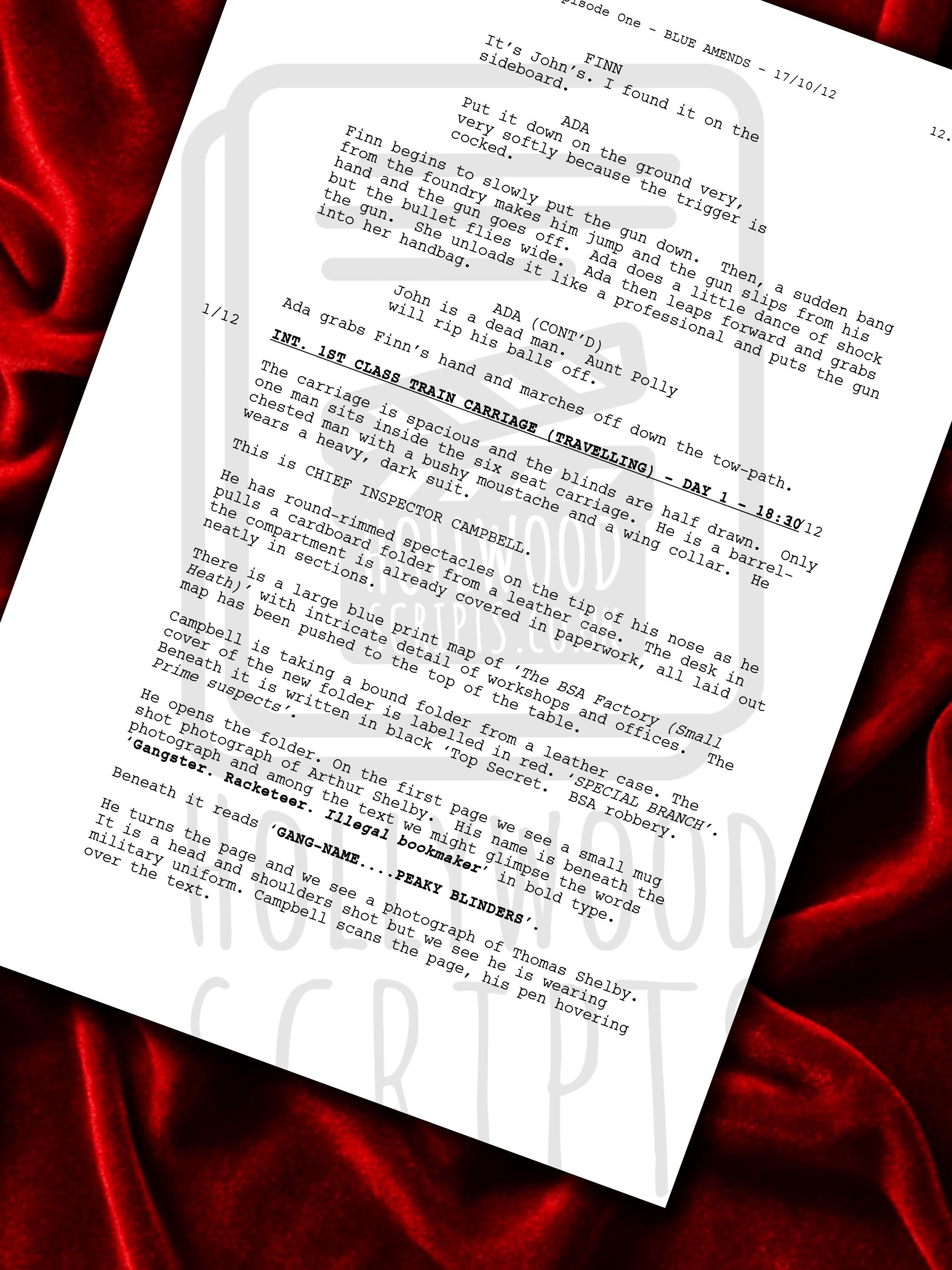 Peaky Blinders Signed TV Pilot Script, Full Screenplay Reproduction + Cast Autographs