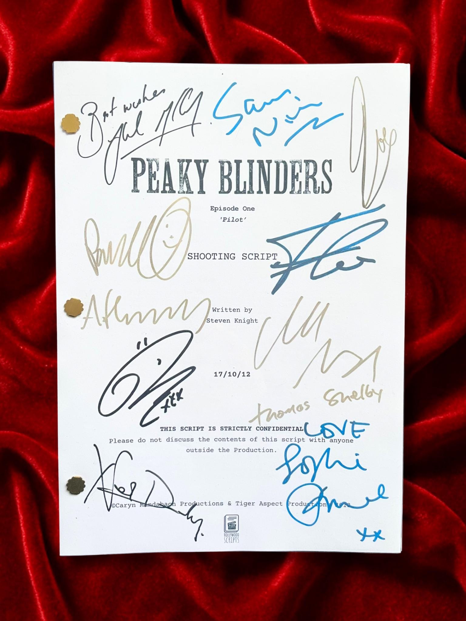 Peaky Blinders Signed TV Pilot Script, Full Screenplay Reproduction + Cast Autographs