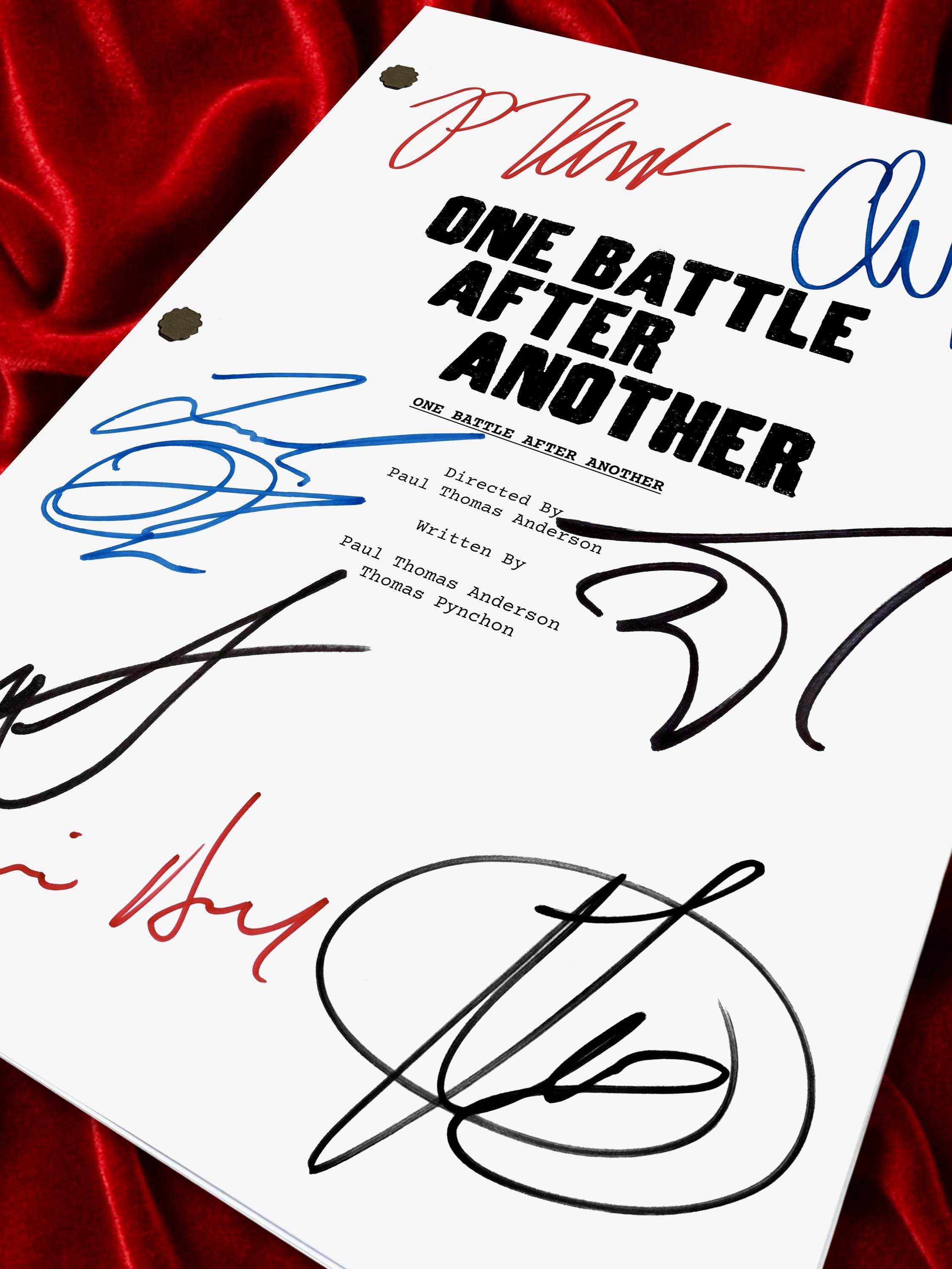 One Battle After Another, OBAA Signed Movie Script, Full Screenplay Reproduction + Cast Autographs