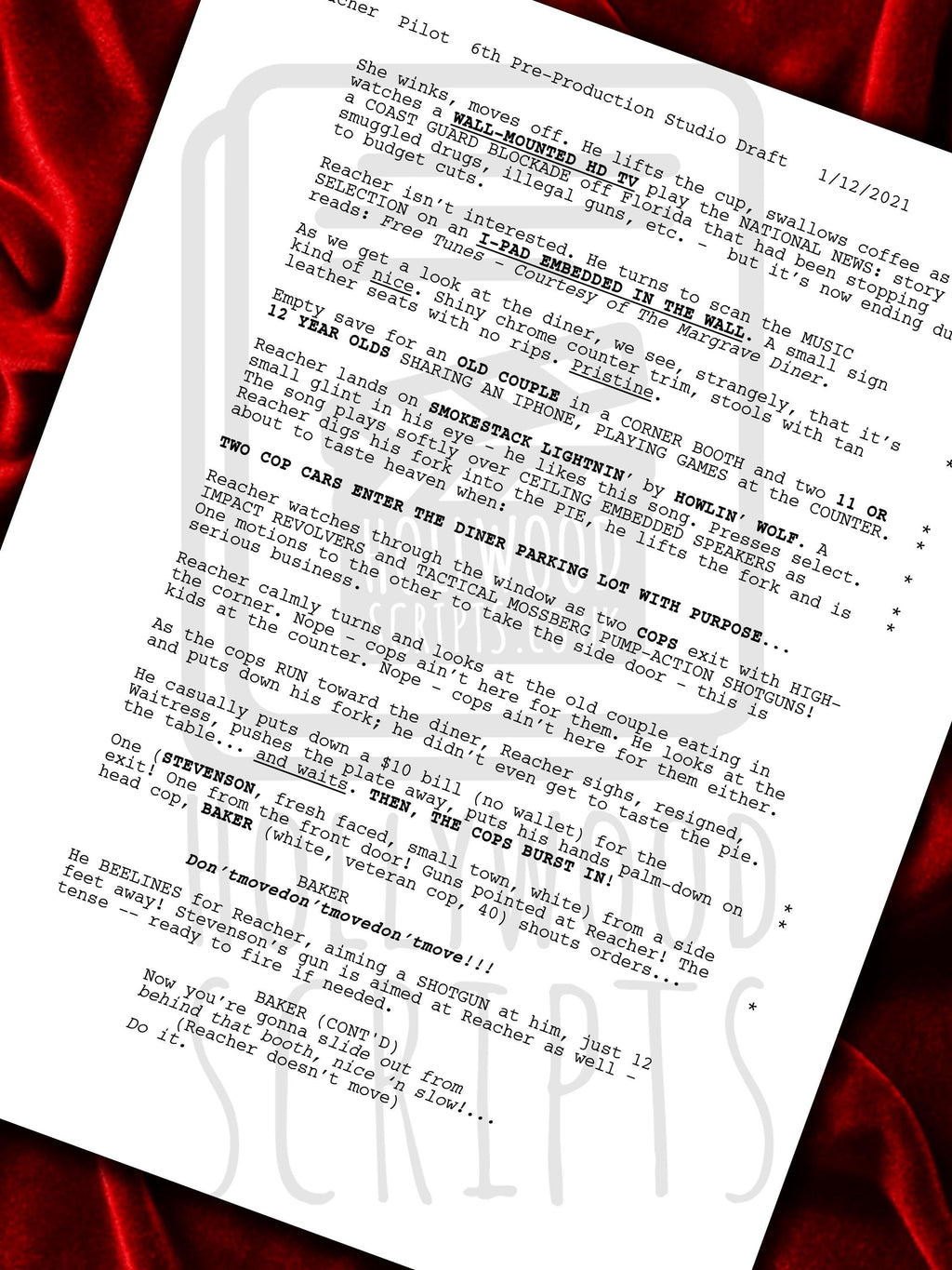 Jack Reacher, Signed TV Pilot Script, Full Screenplay Reproduction + Cast Autographs