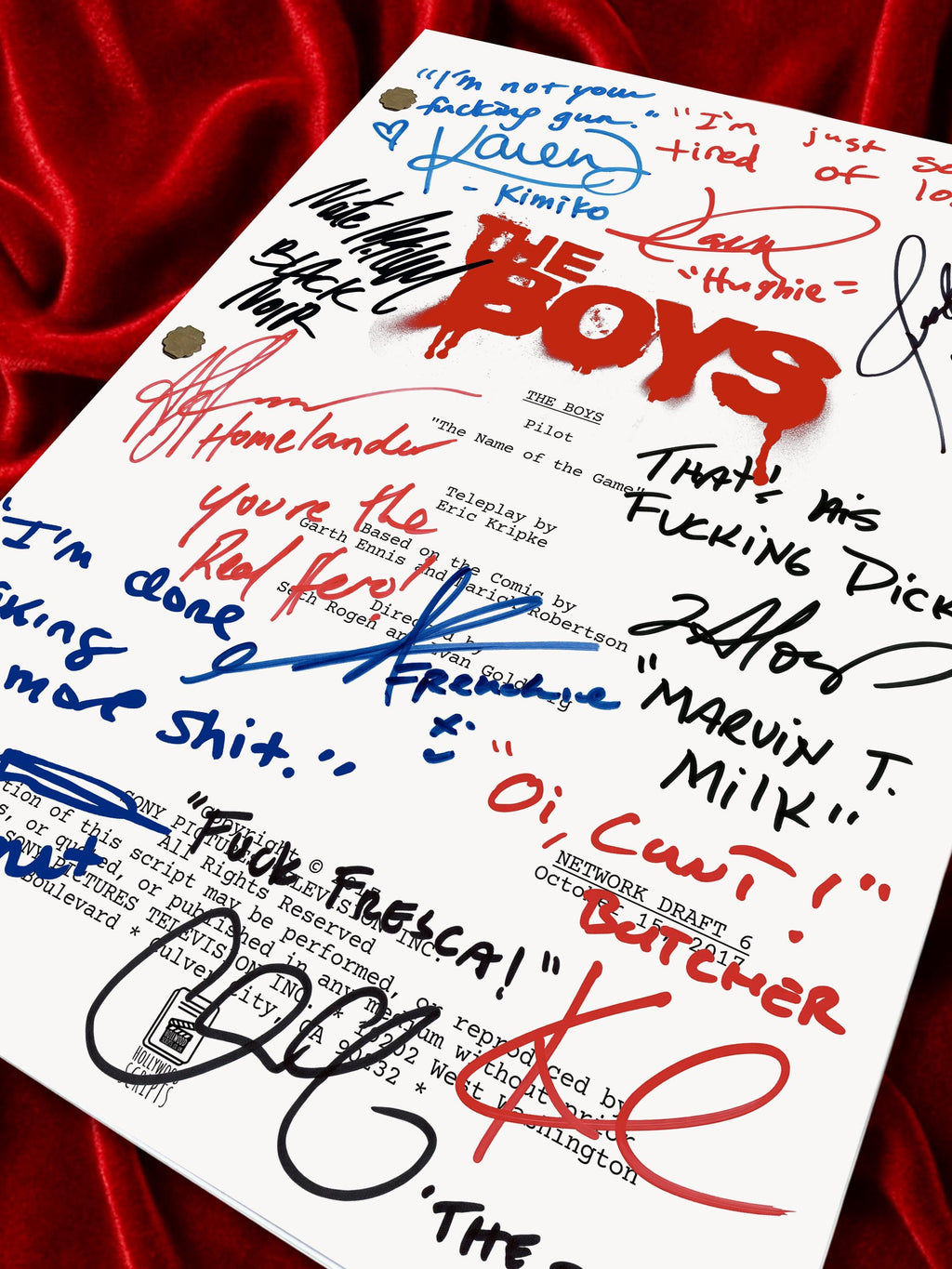 The Boys, Signed TV Pilot Script, Full Screenplay Framed Reproduction + Cast Autographs, Movie Props, Invincible, Gen V, Misfits