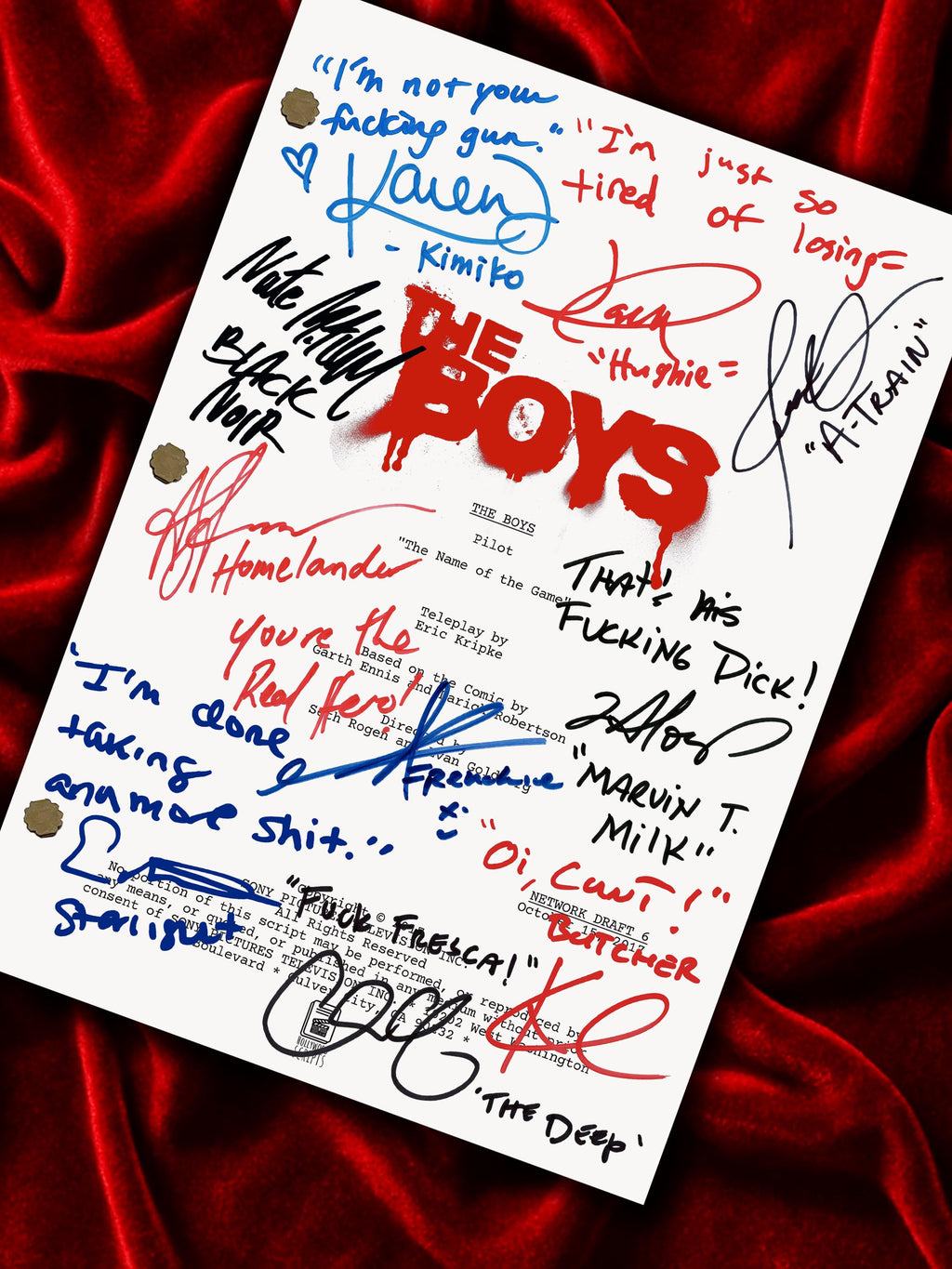 The Boys, Signed TV Pilot Script, Full Screenplay Framed Reproduction + Cast Autographs, Movie Props, Invincible, Gen V, Misfits