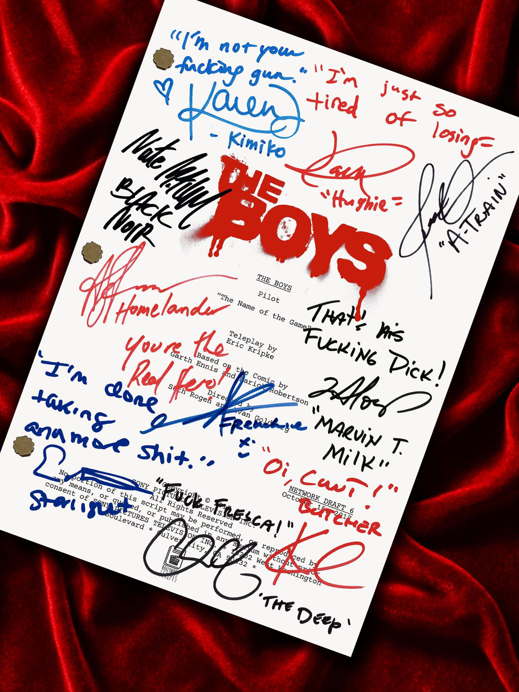 The Boys, Signed TV Pilot Script, Full Screenplay Reproduction + Cast Autographs, Movie Props, Invincible, Gen V, Misfits
