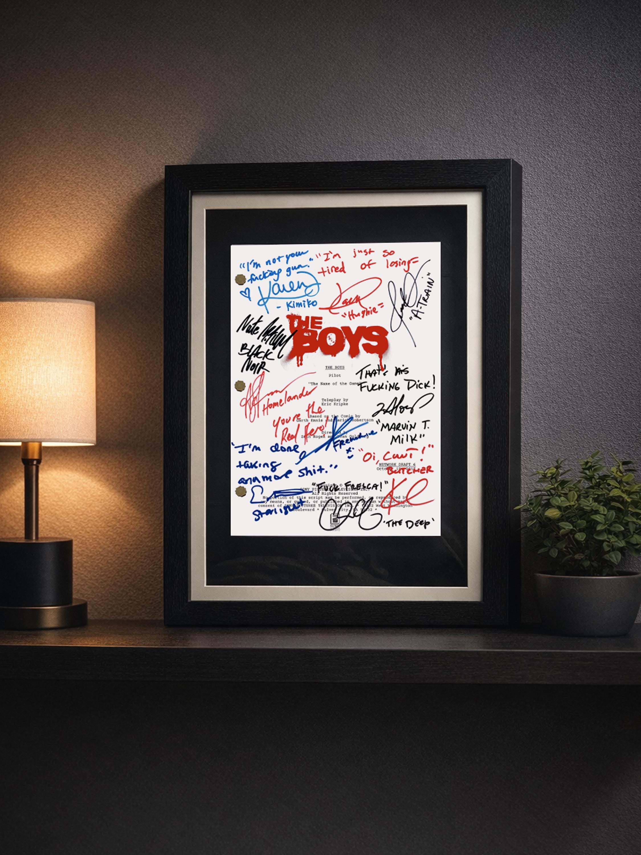 The Boys, Signed TV Pilot Script, Full Screenplay Framed Reproduction + Cast Autographs, Movie Props, Invincible, Gen V, Misfits