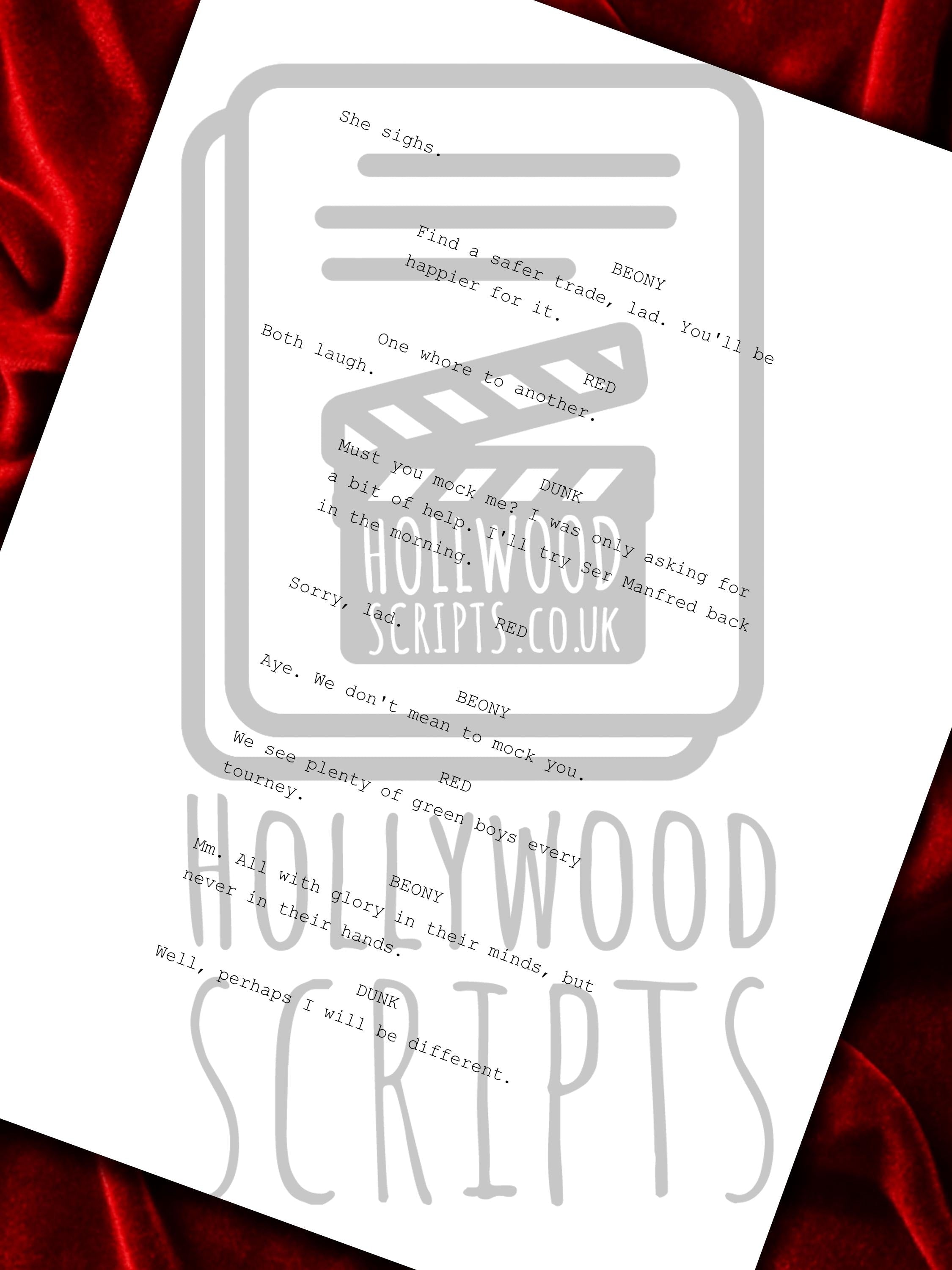 A Knight of the Seven Kingdoms Signed Movie Script, Full Screenplay Reproduction + Cast Autographs