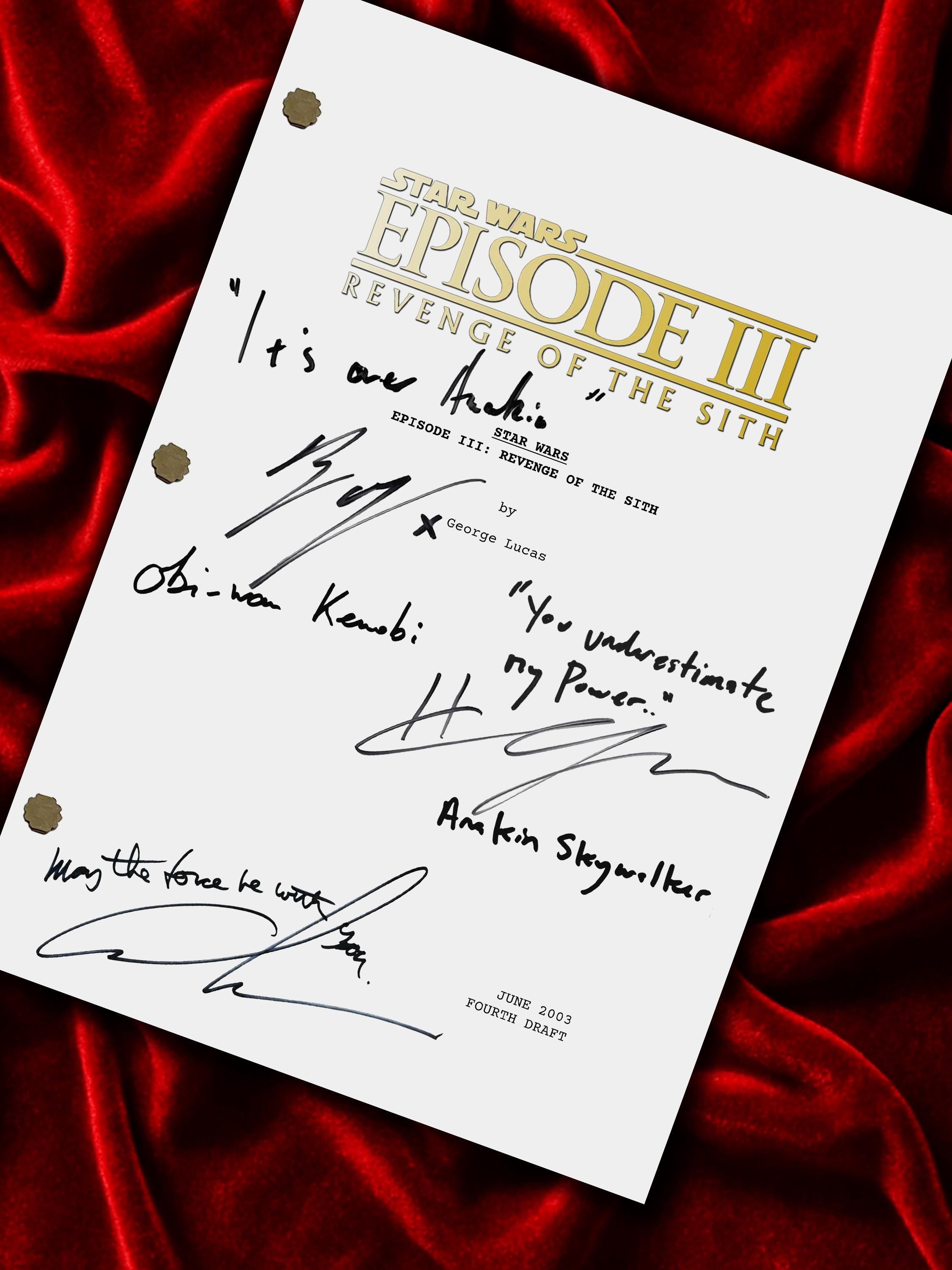 Revenge of The Sith, Star Wars, Signed Movie Script, Full Screenplay Reproduction + Cast Autographs