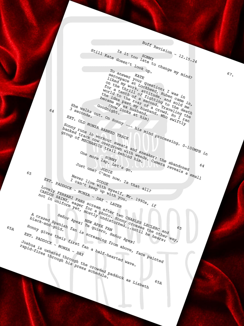 F1 The Movie, Formula 1, Signed Movie Script, Full Screenplay Reproduction + Cast Autographs