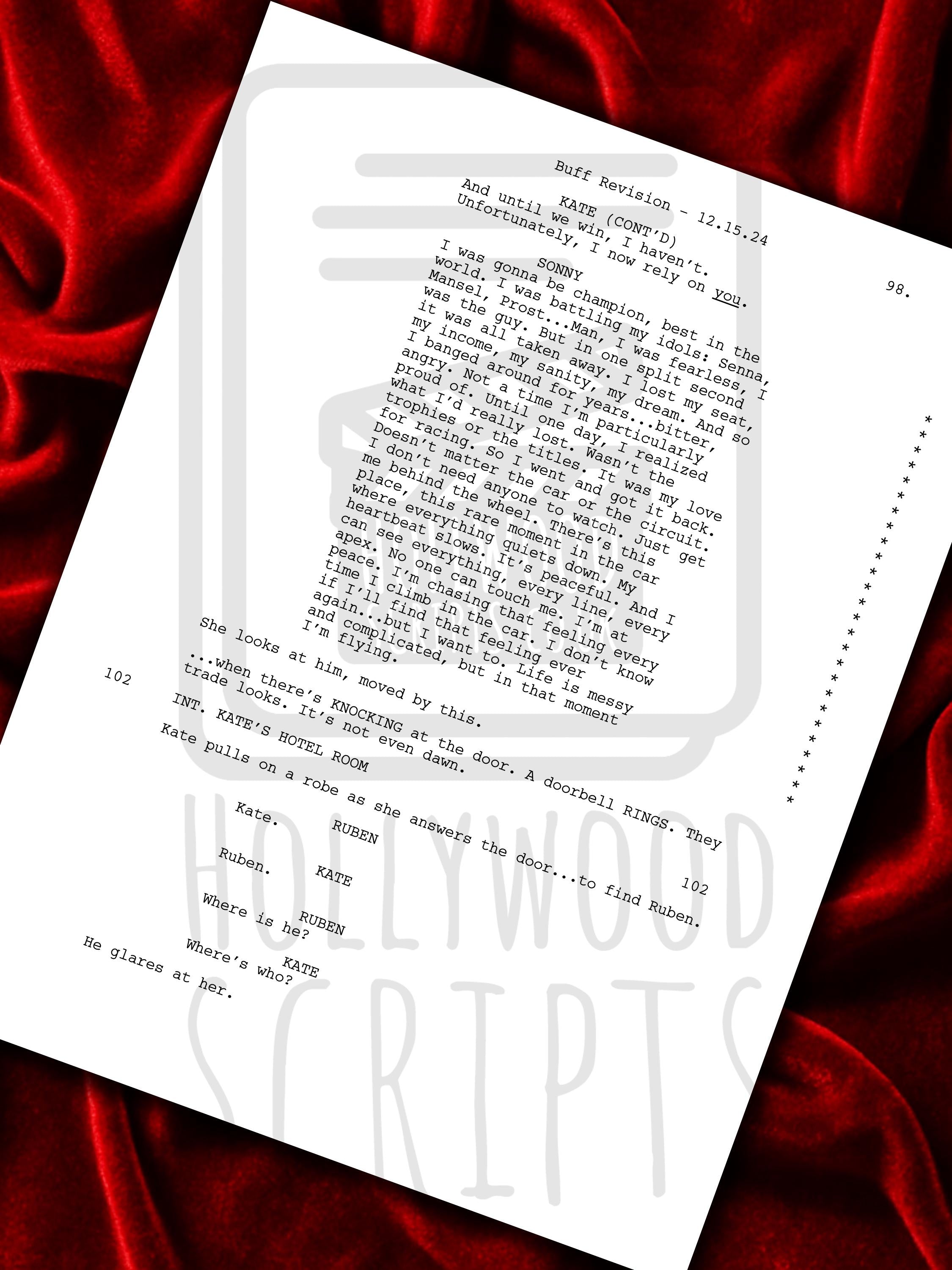 F1 The Movie, Formula 1, Signed Movie Script, Full Screenplay Framed Reproduction + Cast Autographs