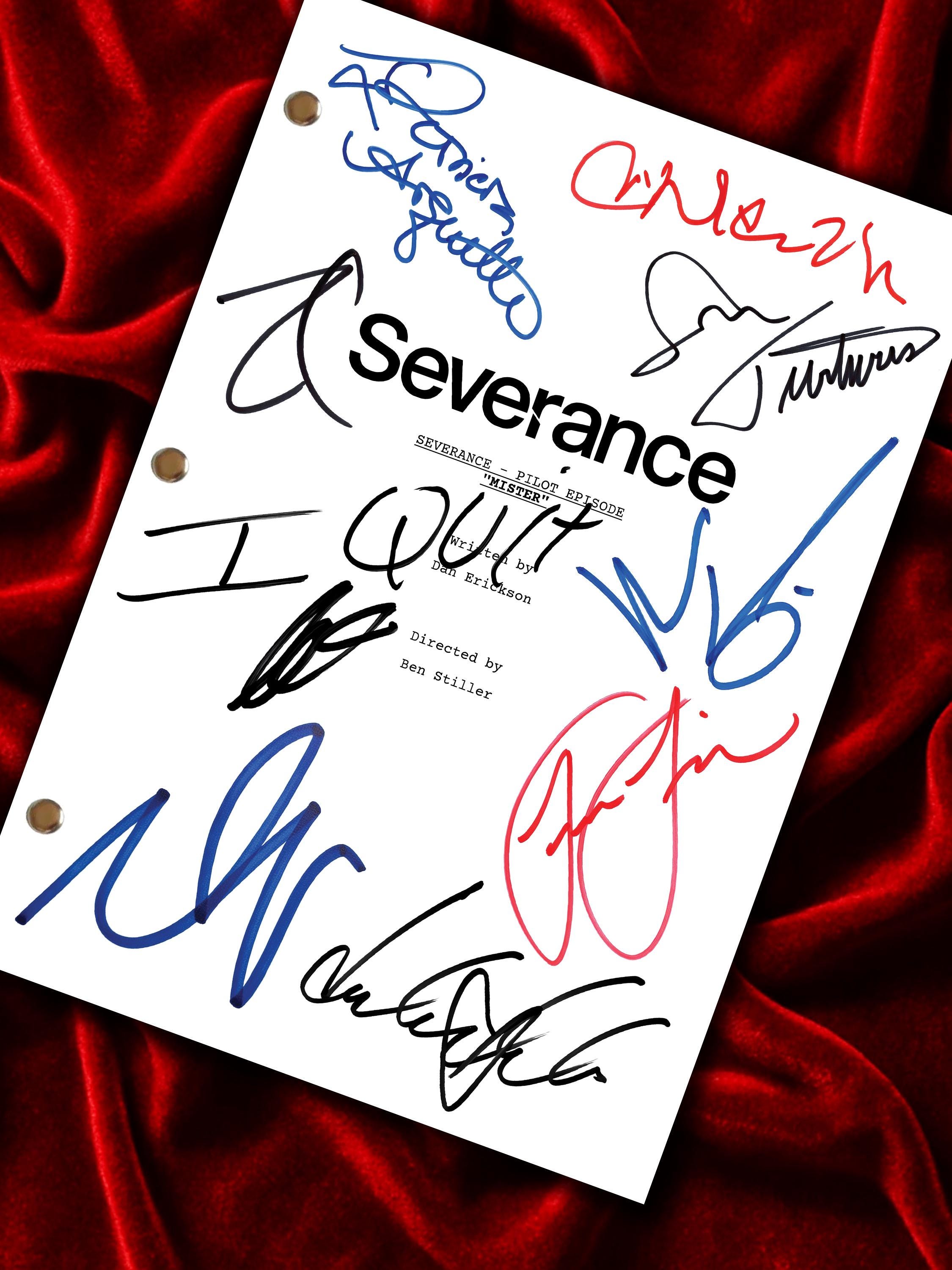 Severance Signed Pilot TV Script + Cast Autographs Lumon Industries Reproduction