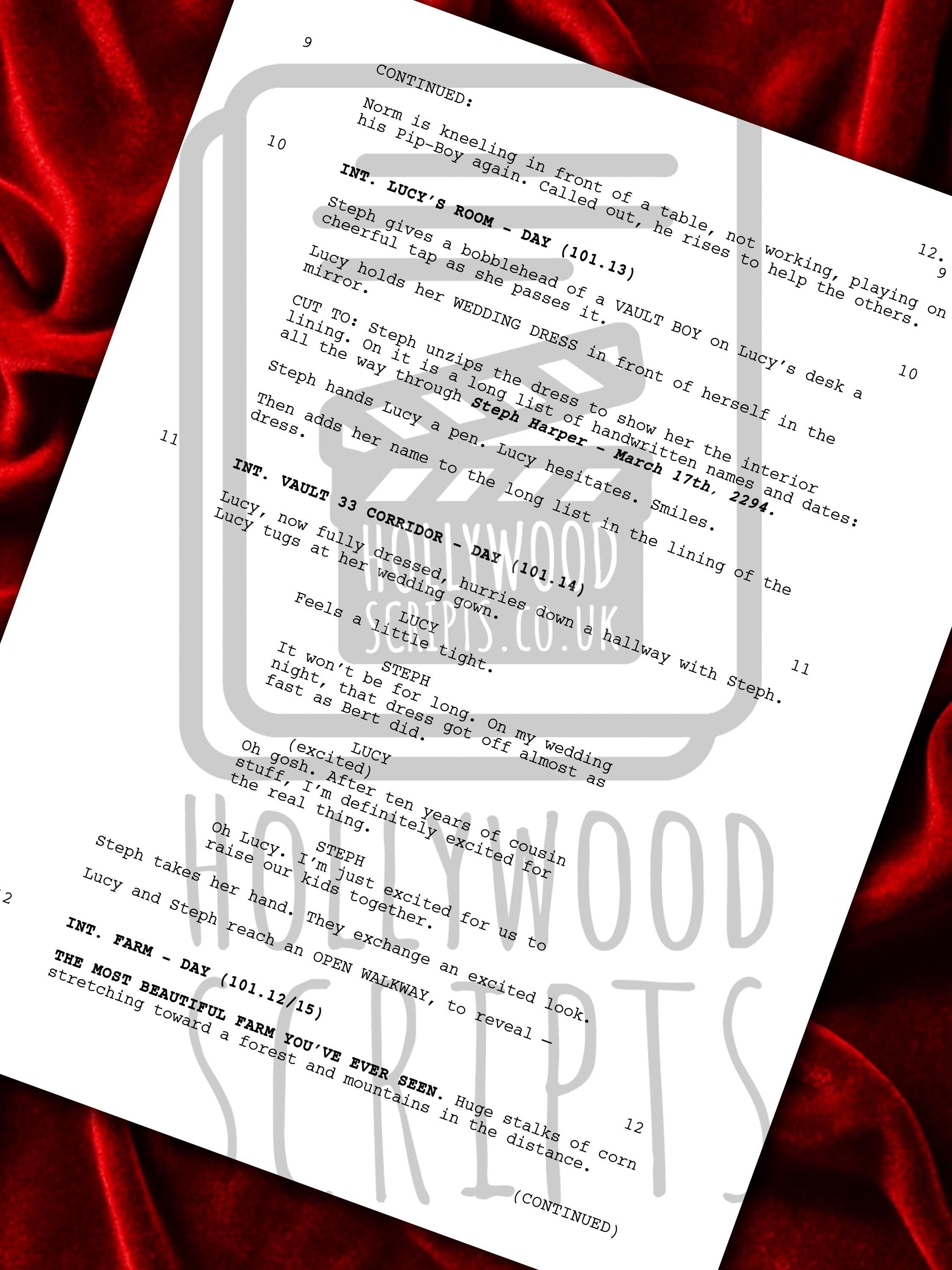 Fallout, Pilot Script, Signed TV Pilot Script, Full Screenplay Framed Reproduction + Cast Autographs