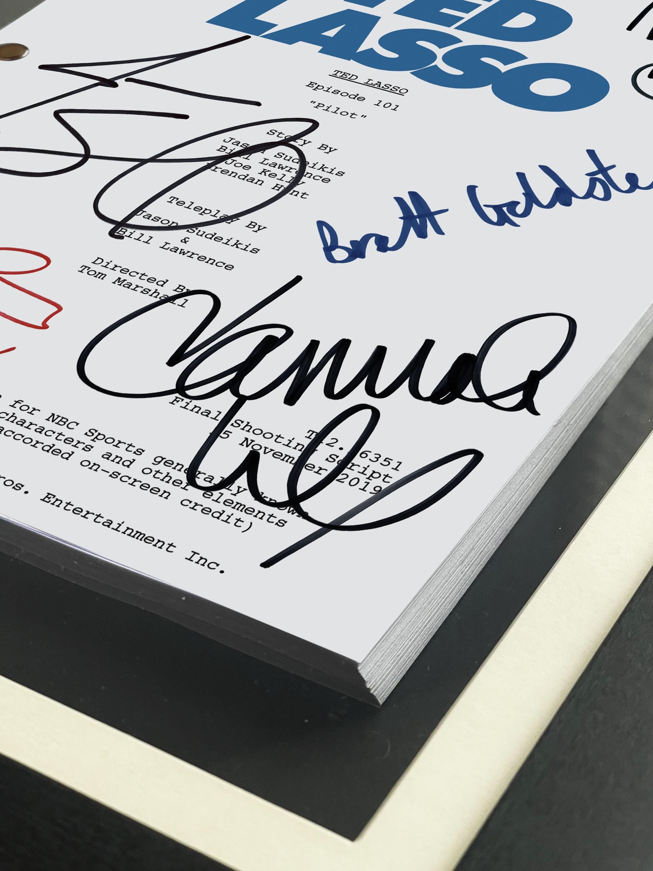 Ted Lasso, Signed TV Pilot Script, Full Screenplay Reproduction + Cast Autographs, AFC Richmond, Ted Lasso Merch