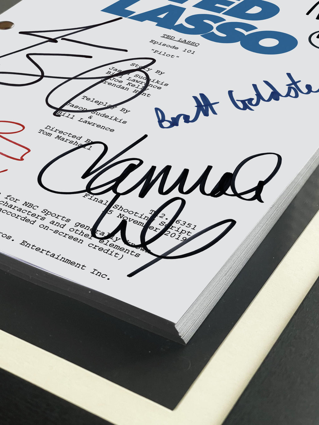 Ted Lasso Signed Pilot Script, Framed, Autographed, Reproduction, Full Screenplay, AFC Richmond, Merch