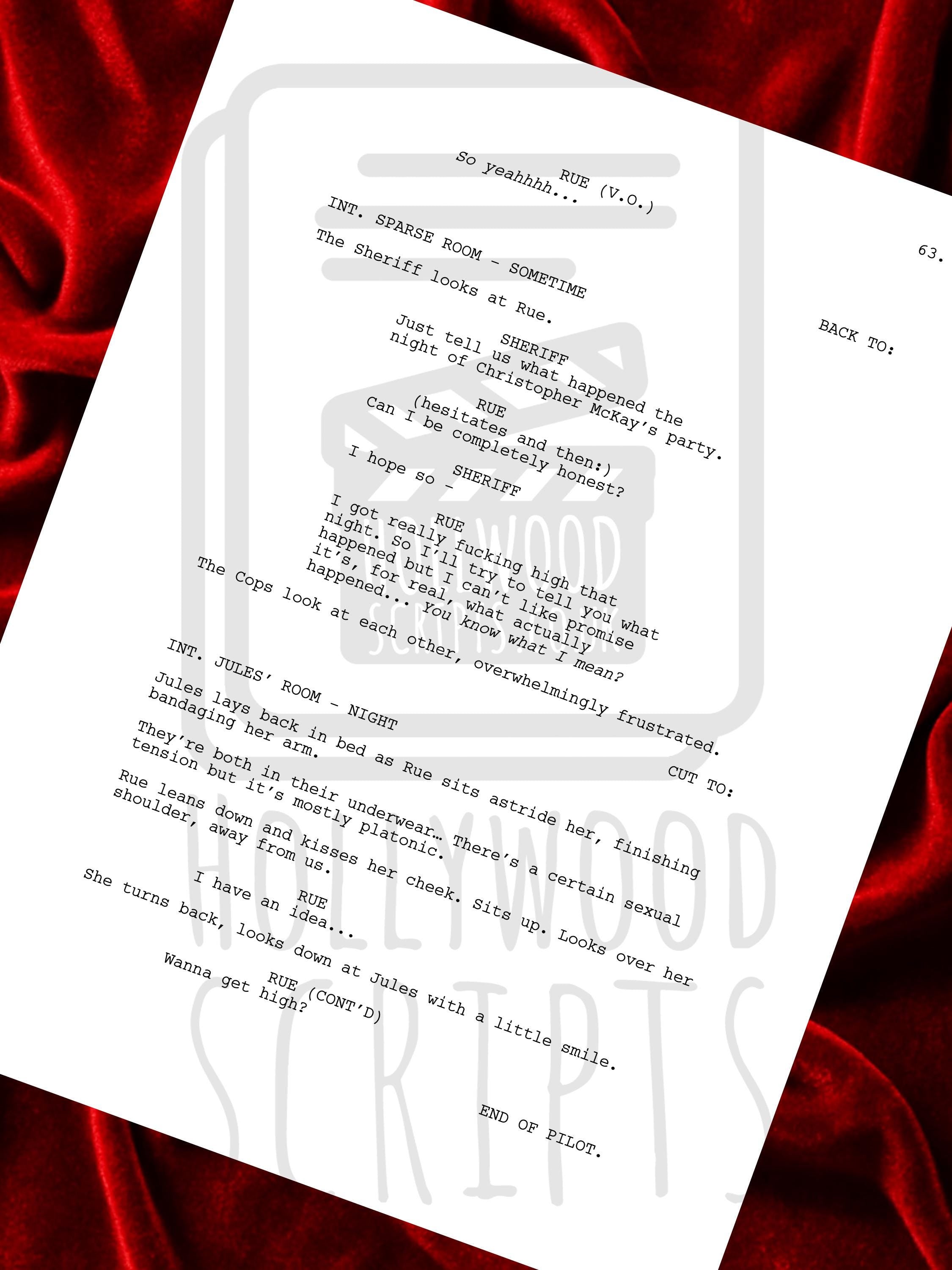 Euphoria, Signed TV Pilot Script, Full Screenplay Reproduction, Jacob Elordi, Sydney Sweeney, Zendaya, Birthday Gift, Movie Lovers Gifts, TV Script, Movie Props