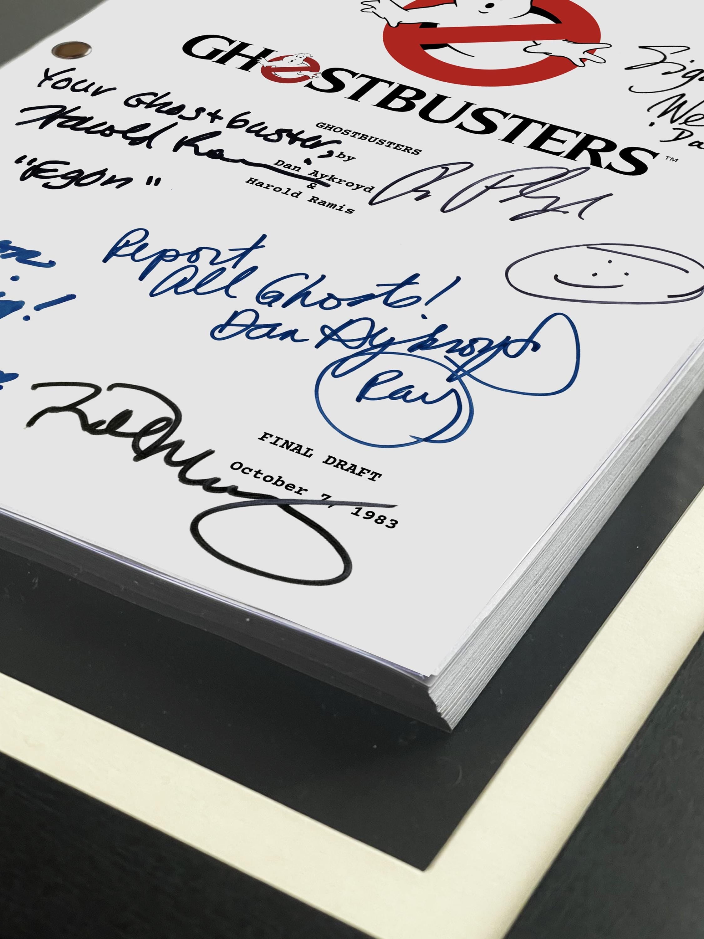Ghostbusters Signed Movie Script, Full Screenplay Framed Reproduction + Cast Autographs