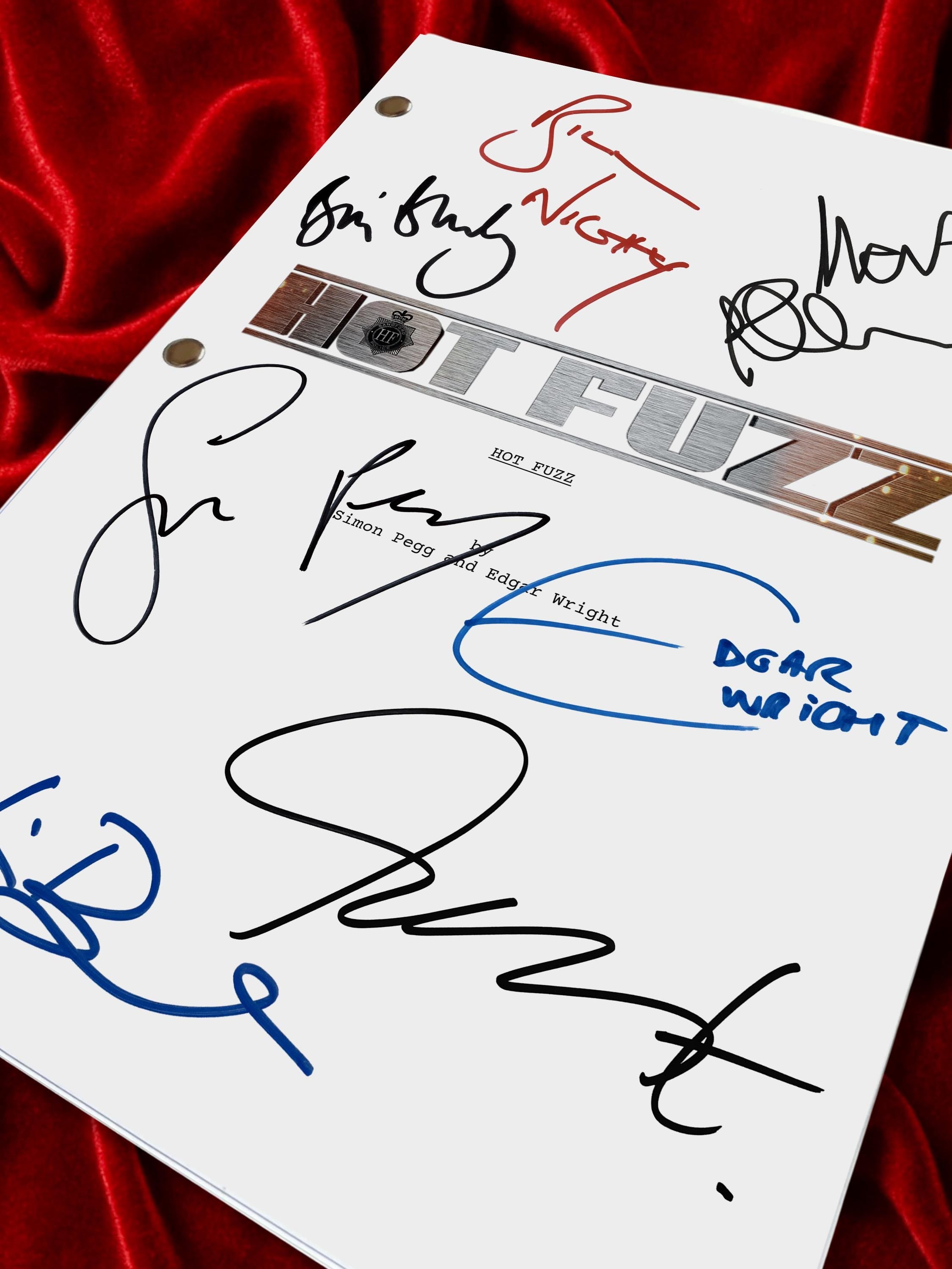 Hot Fuzz, Signed Movie Script, Full Screenplay Reproduction, Greater Good, Sandford + Cast Autographs