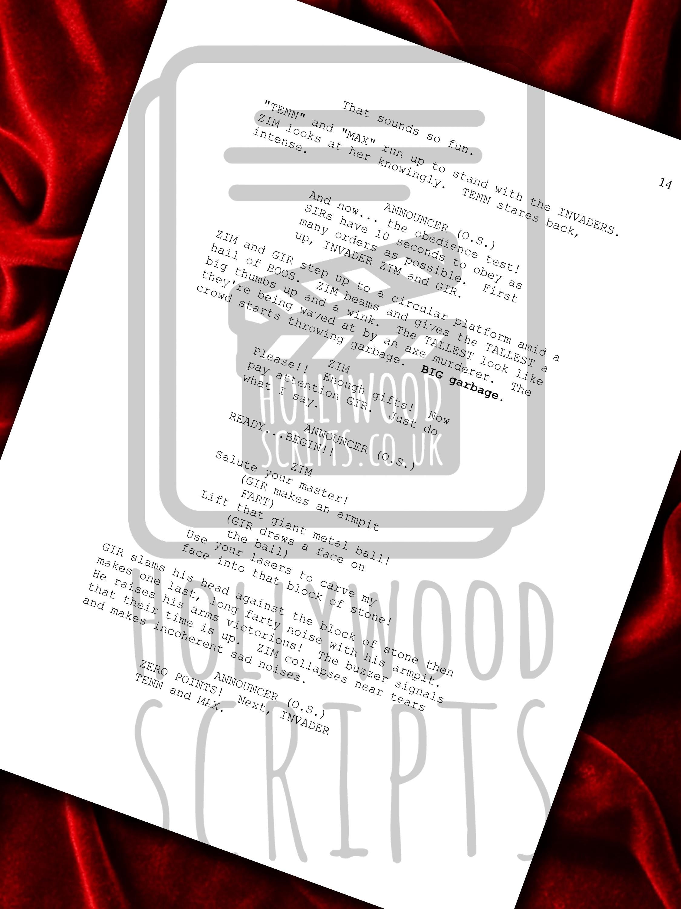 Invader Zim, Signed TV Pilot Script, Full Screenplay Framed Reproduction, Dib Membrane + Cast Autographs