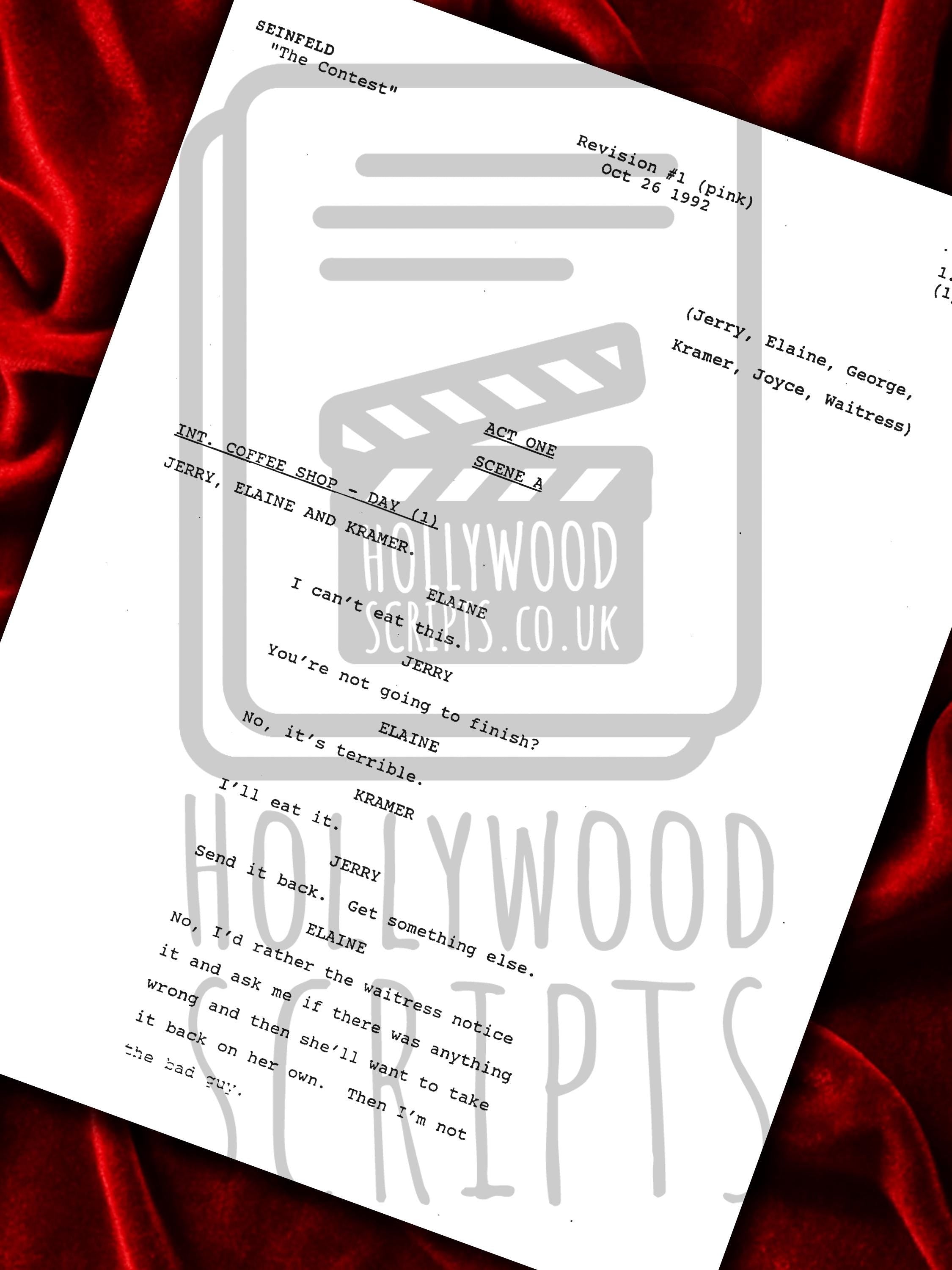 Seinfeld, Signed TV Script, The Contest, Full Screenplay Framed Reproduction + Cast Autographs