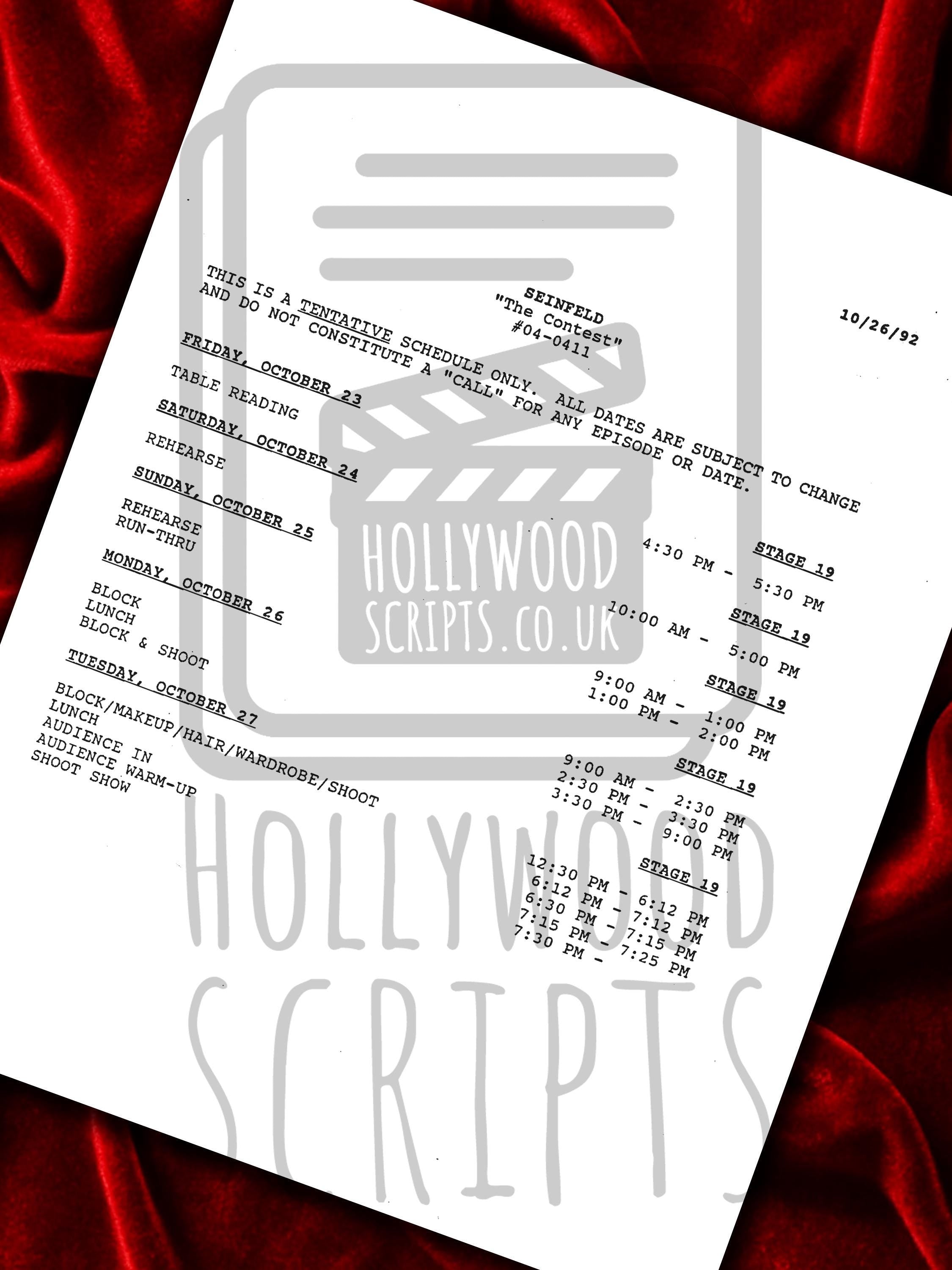 Seinfeld Signed TV Script, The Contest, Full Screenplay Reproduction + Cast Autographs