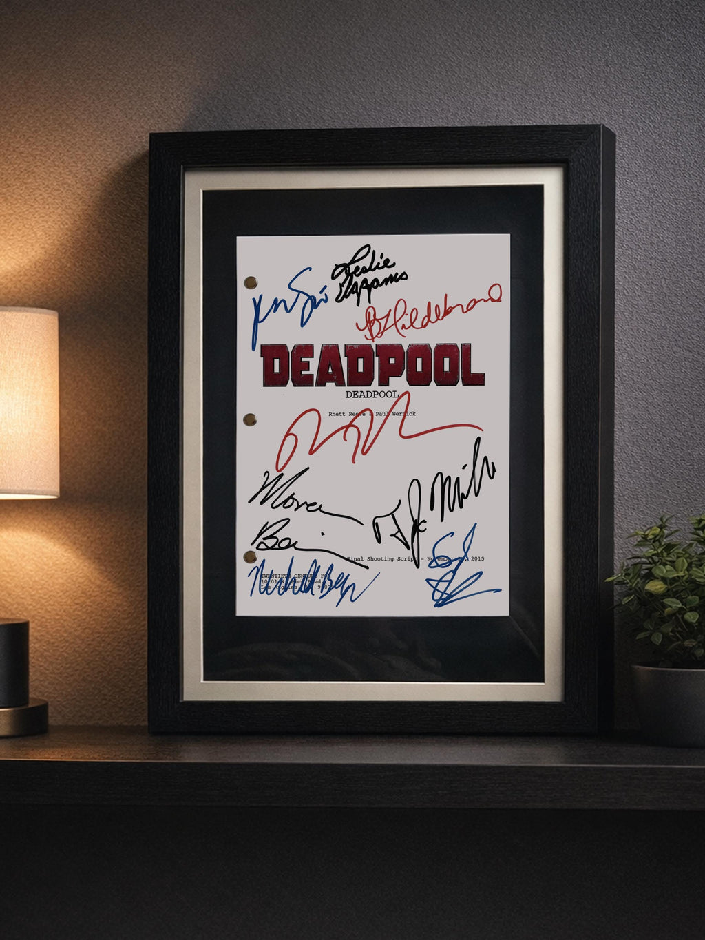 Deadpool, Signed Movie Script, Full Screenplay Framed Reproduction + Cast Autographs
