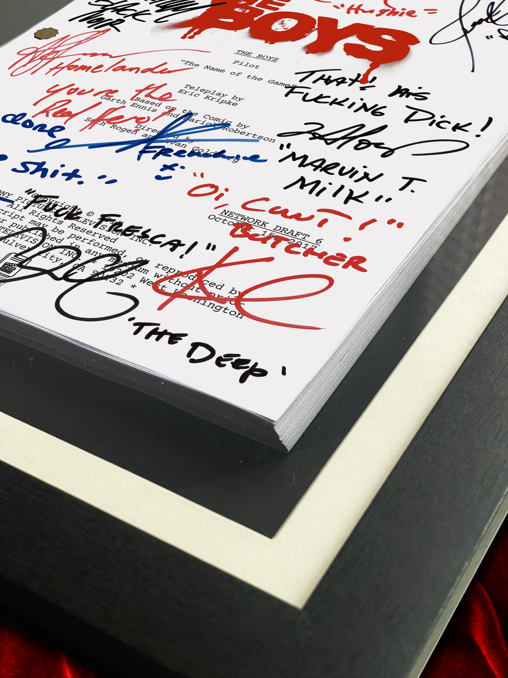 The Boys, Signed TV Pilot Script, Full Screenplay Framed Reproduction + Cast Autographs, Movie Props, Invincible, Gen V, Misfits