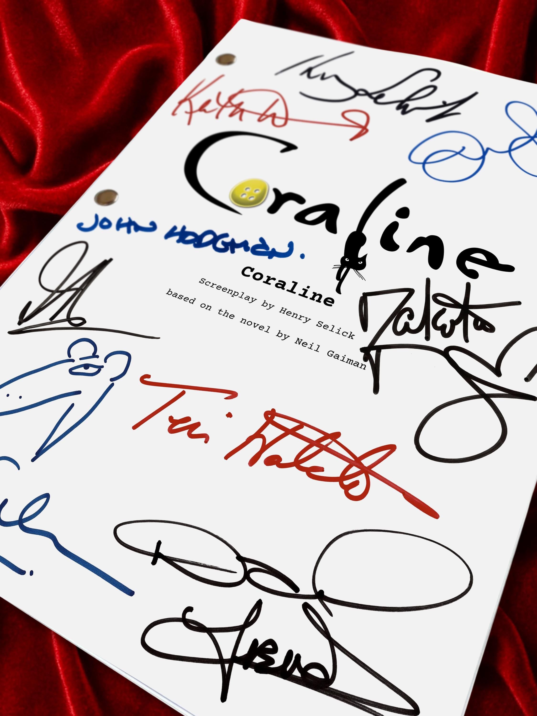 Coraline, Signed Movie Script, Full Screenplay Reproduction + Cast Autographs